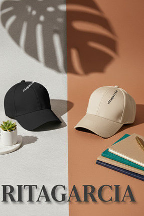 Ritagarcia Unisex Ayarlanabilir Spor Bej-siyah Basic Kep Şapka 2'li Set