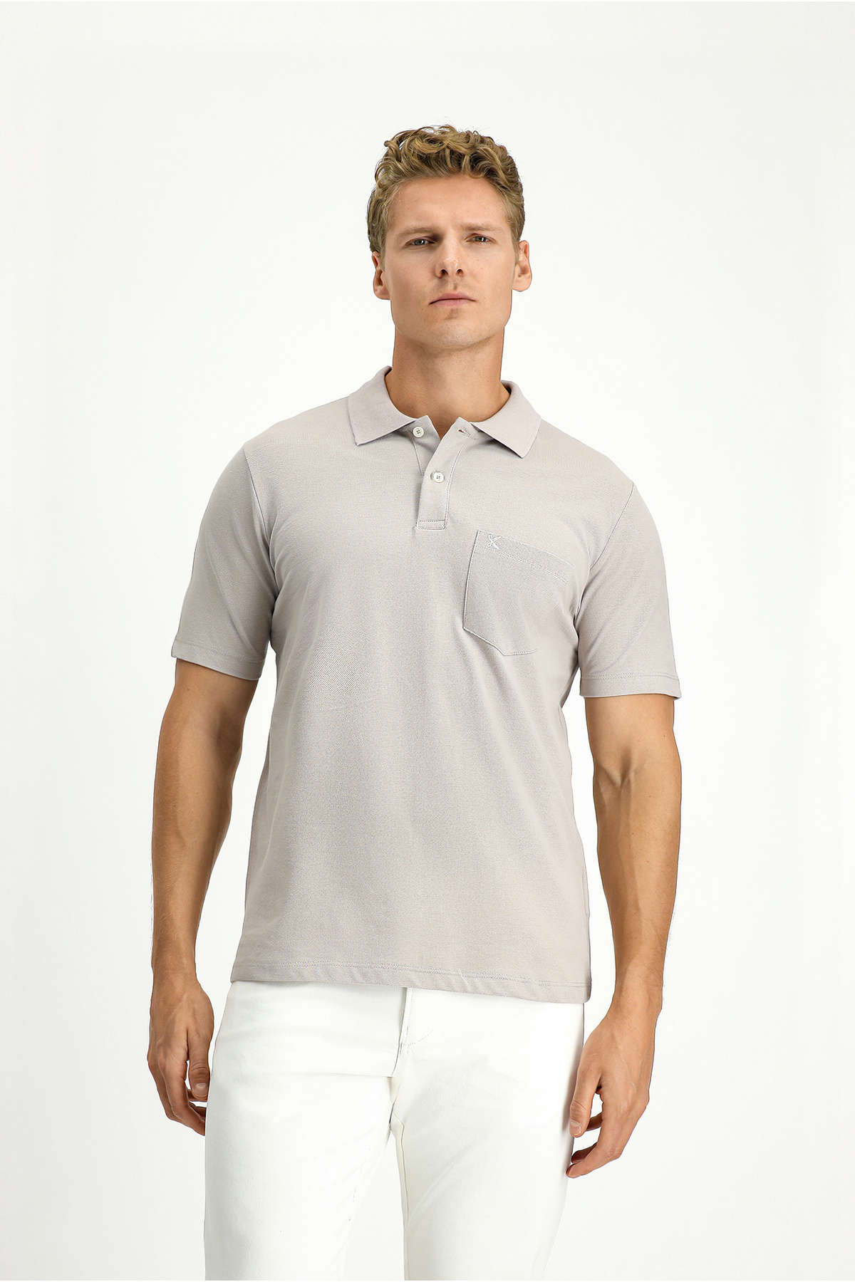 Kiğılı Cepli Polo Yaka Regular Fit Nakışlı Pamuk Tişört