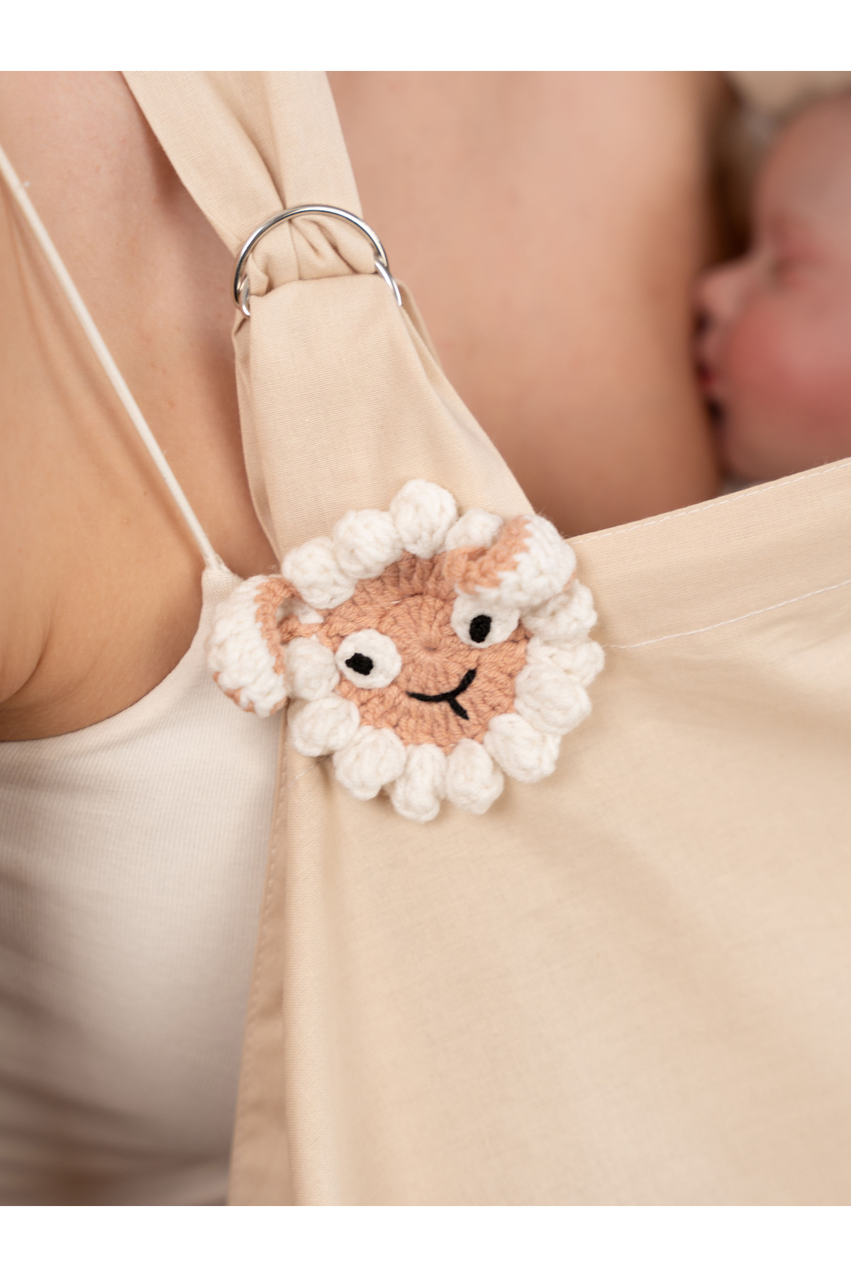 Atölye Eda Exclusive %100 Pamuklu Oeko-tex Sertifikalı Balenli Ayarlanabilir Yaka Aparatlı Emzirme Önlüğü 80x100cm fotoğrafı 3 (önizleme)