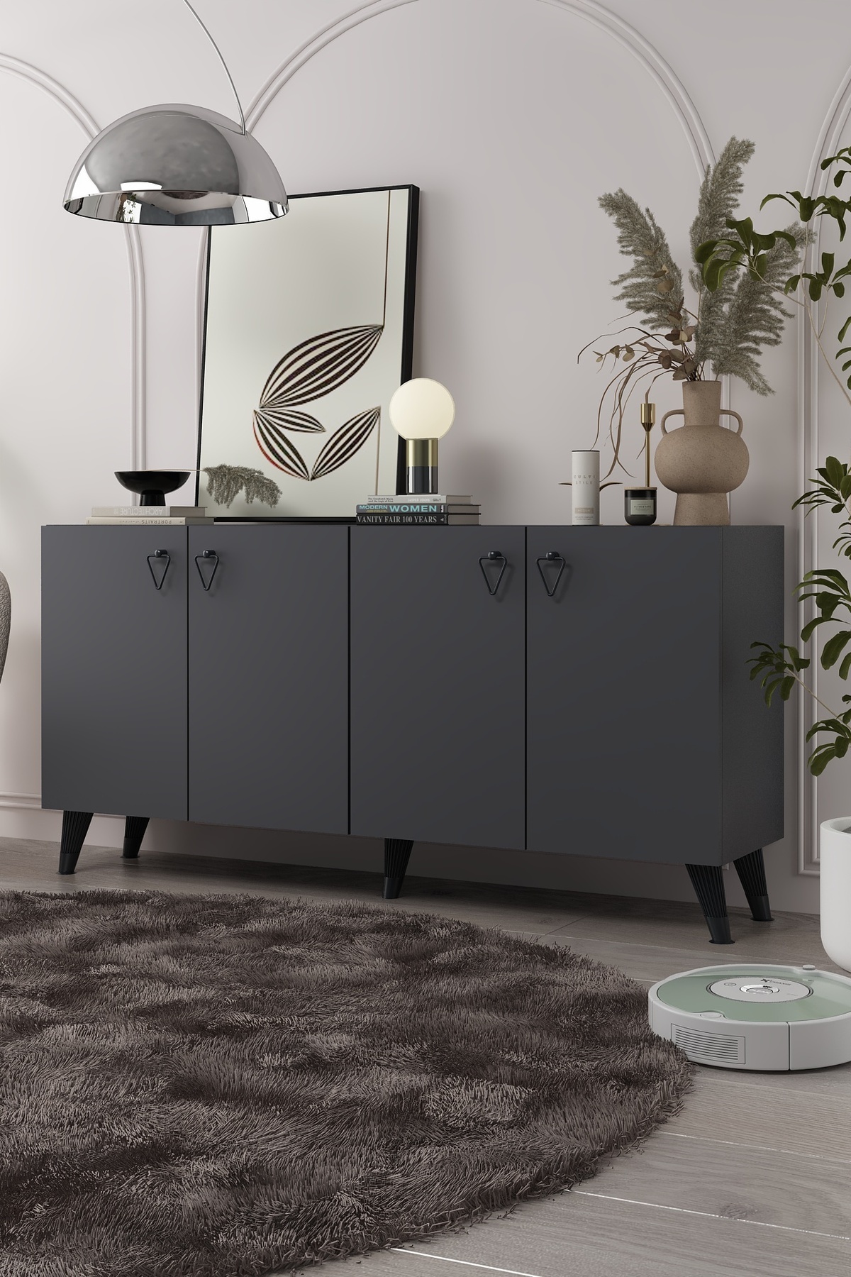 DEMONTE DECOR 8199-1DD KB150 KONSOL, TV ÜNİTESİ ANTRASİT-SİYAH