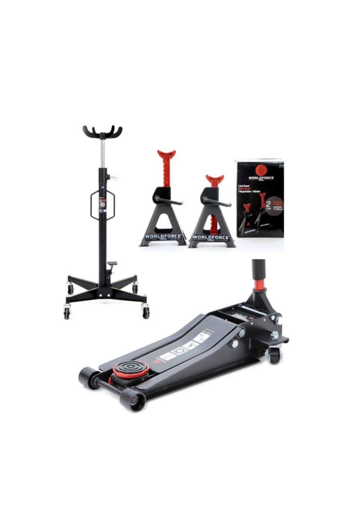 Worldforce 3 Ton Kriko Düşük Profil Ve 500 Kg Dikey Şanzıman Kriko Ve 2 Ton Araç Sehpa 3'lü Set