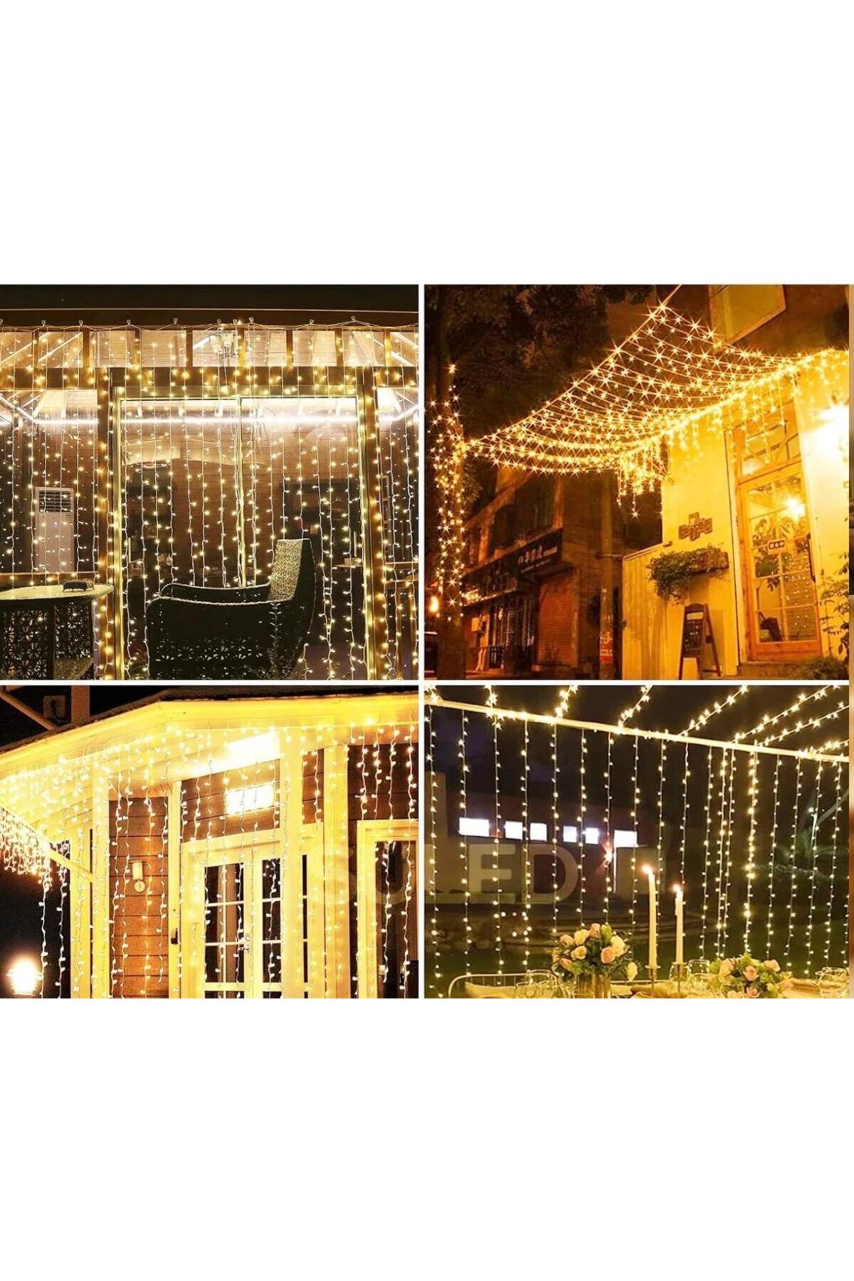 klbk PERDE LED IŞIK 3X3 METRE 220V FİŞLİ VE SAÇAKLI YILBAŞI DEKOR LEDİ ...