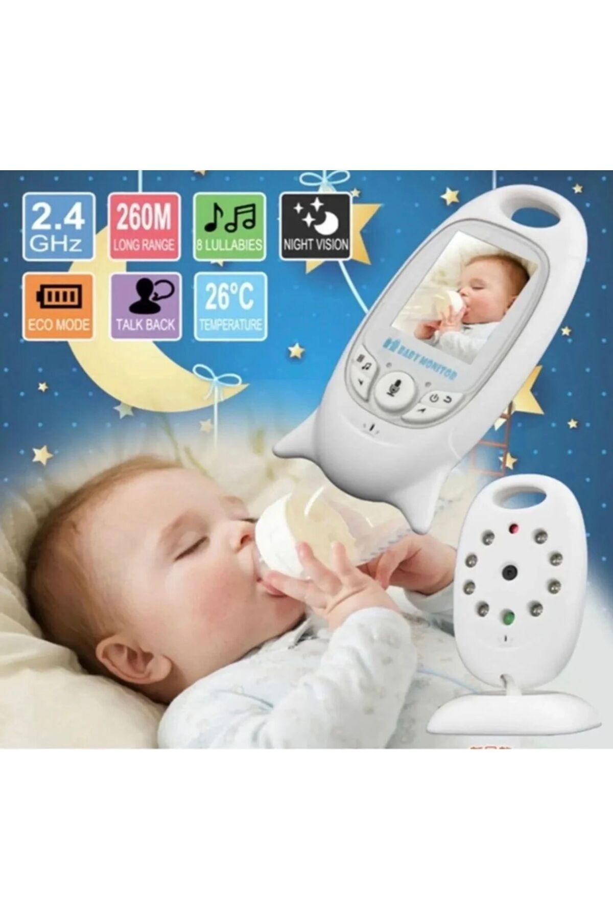 ATLT ATLANTİS KAMERALI BEBEK MONİTÖRÜ GECE GÖRÜŞLÜ ÇİFT TARAFLI KONUŞMA NET GÖRÜNTÜ fotoğrafı 5 (önizleme)
