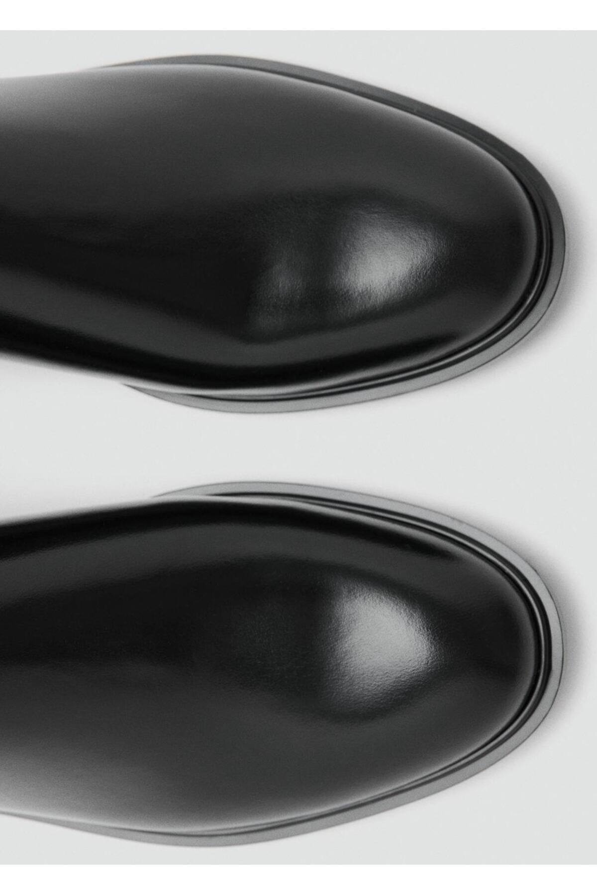 بوت نیم‌ساق چرمی با پنل کشی MANGO