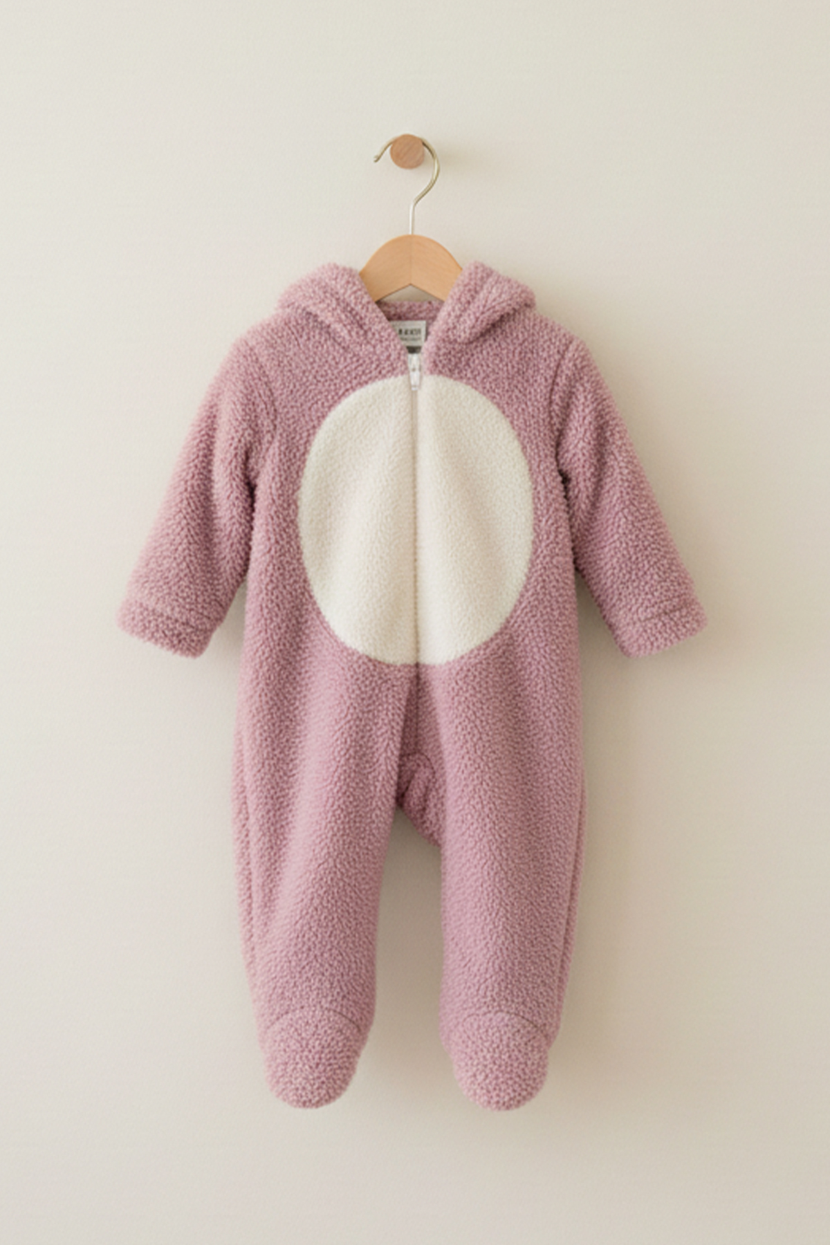 Lindakids Peluş Tavşan Kulaklı Önden Fermuarlı Patikli Welsoft Kumaş Peluş Bebek Tulum fotoğrafı 2 (önizleme)