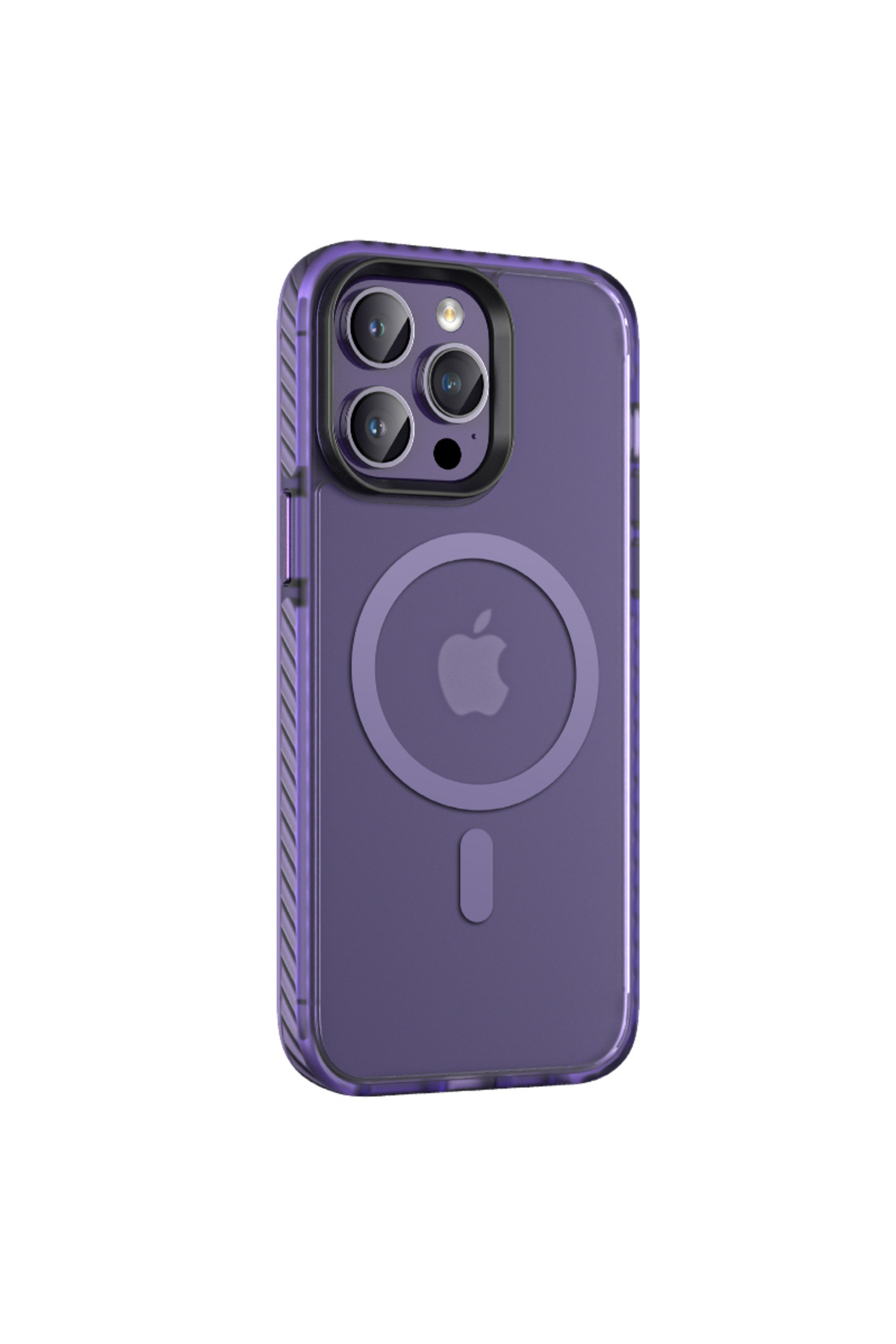 iPhone 14 Pro Uyumlu Mat Arka Yüzey Wireless Şarj Özellikli NXXA Locik Kılıf-Derin Mor