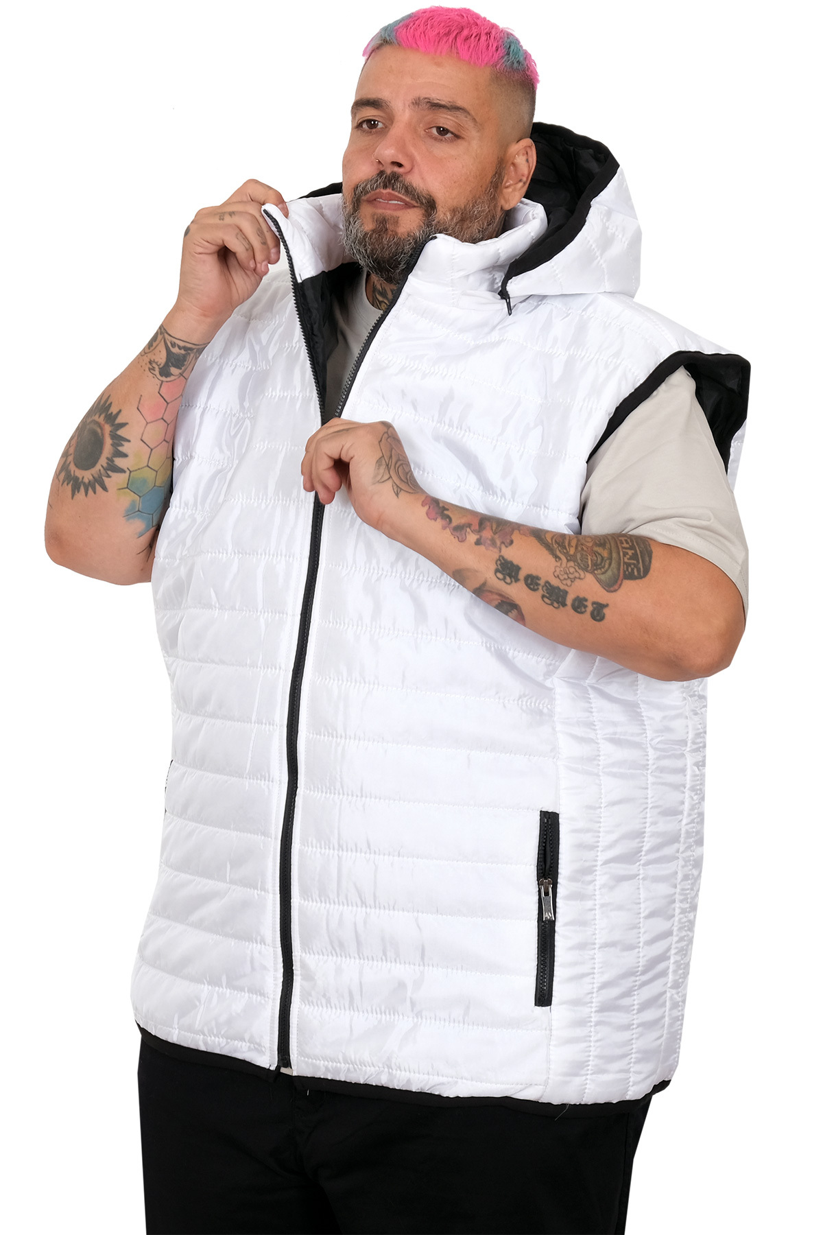 ModeXL Mode XL Battal Beden Erkek Kapitone Yelek 25709 görsel 2