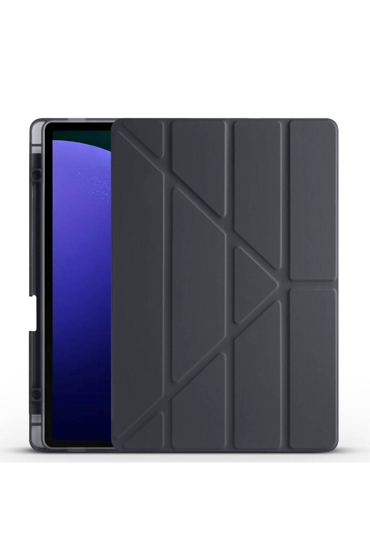 Galaxy Tab S9 FE Plus Kılıf Uyumlu NXXA Tri Folding Kalem Bölmeli Standlı Kılıf-Siyah