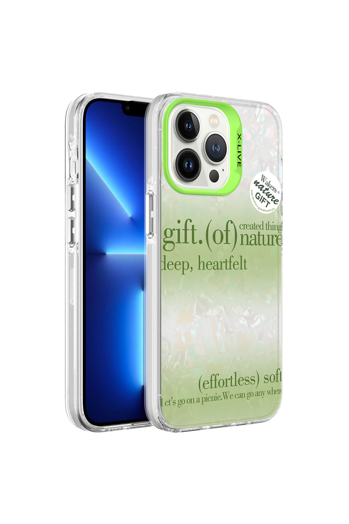 iPhone 13 Pro Max Uyumlu Mermer Desenli NXXA Marbello Kılıf-Yeşil