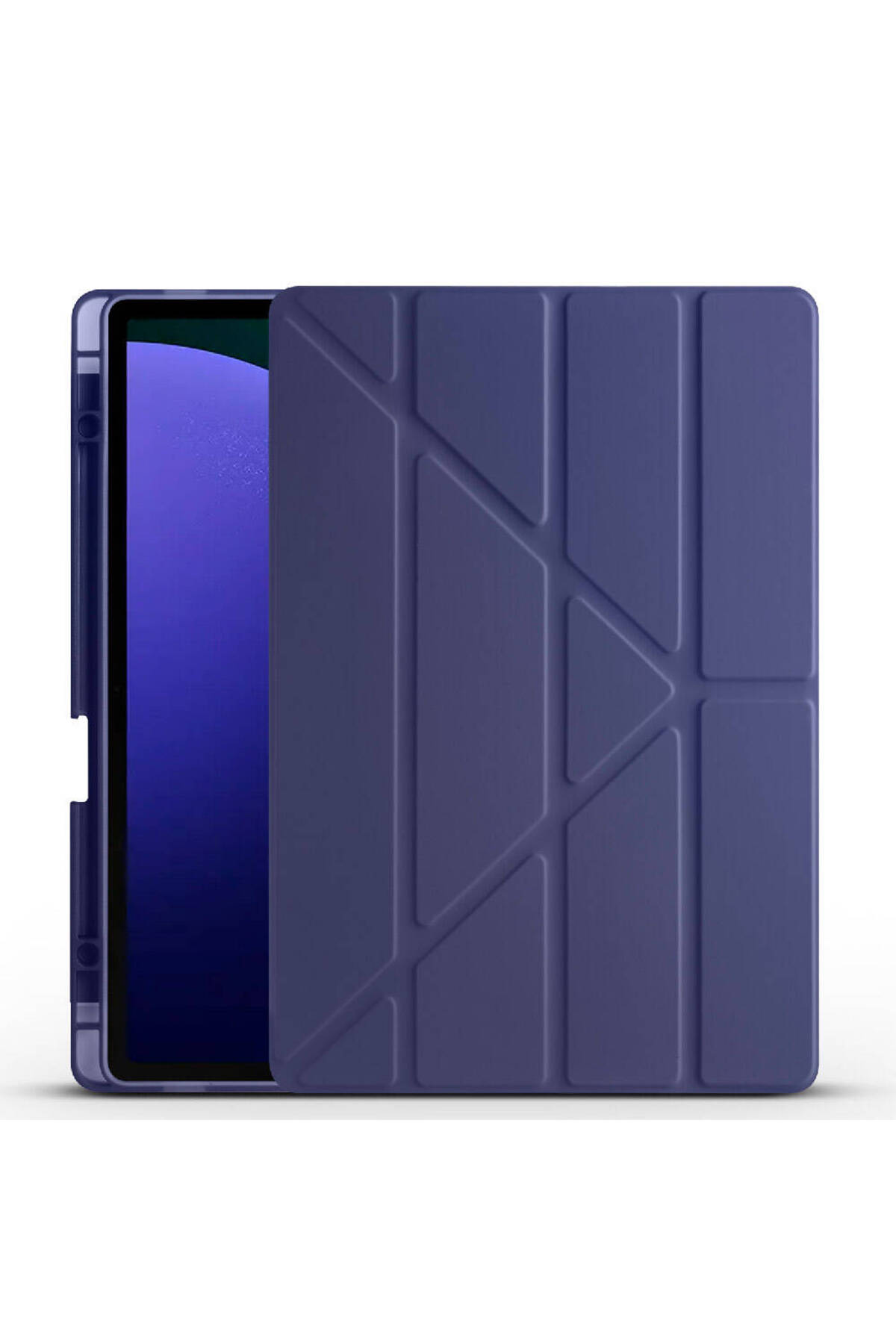 Galaxy Tab S9 FE Plus Kılıf Uyumlu NXXA Tri Folding Kalem Bölmeli Standlı Kılıf-Lacivert