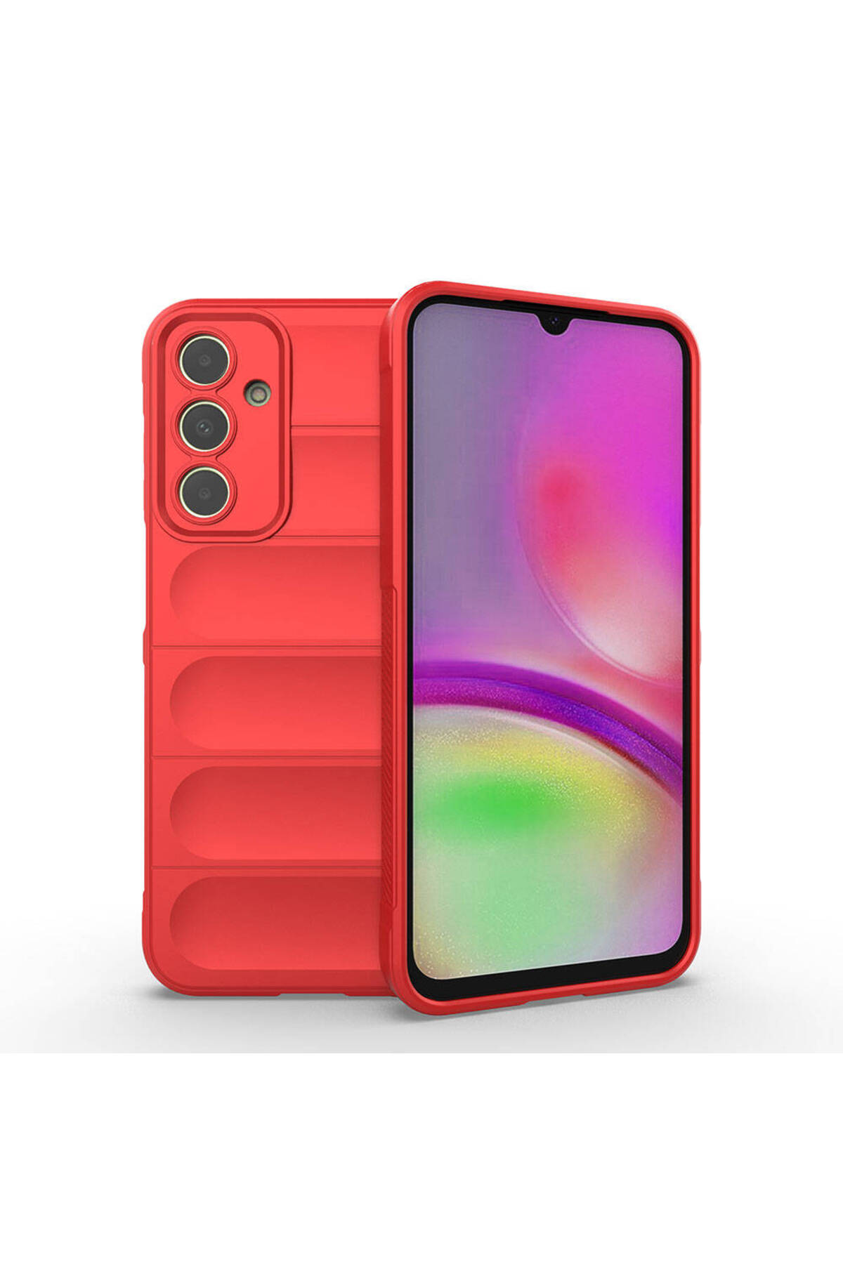 Galaxy A25 Kılıf Esnek TPU Oyuklu Arka Yüzey Tasarımlı JoieCreatif Etnik Silikon Kapak - Kırmızı