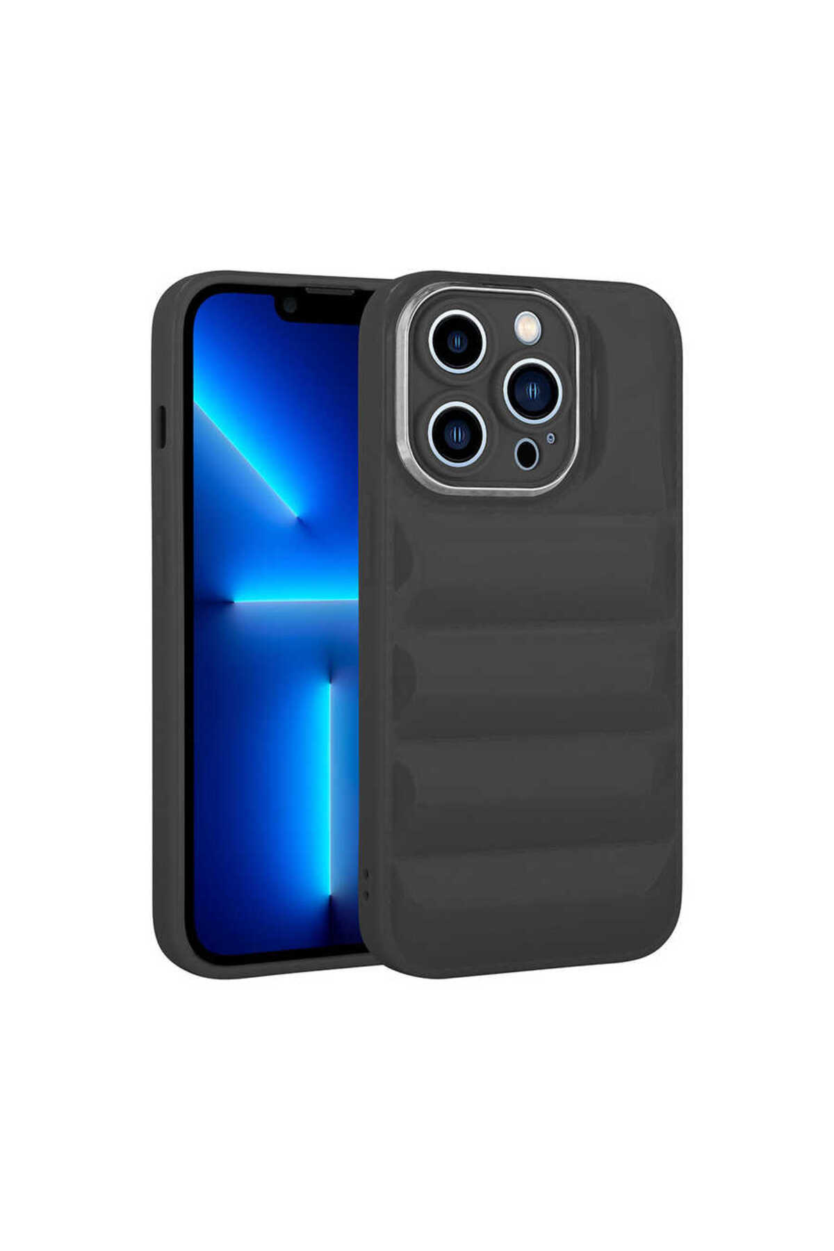 iPhone 12 Pro Max Uyumlu Kamera Korumalı Parlak AiHTTg'li NXXA Galya Kılıf-Siyah