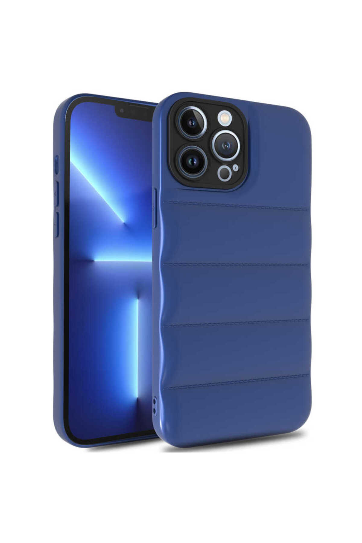 iPhone 12 Pro Uyumlu JoieCreatif Kasis Kılıf-Saks Mavi