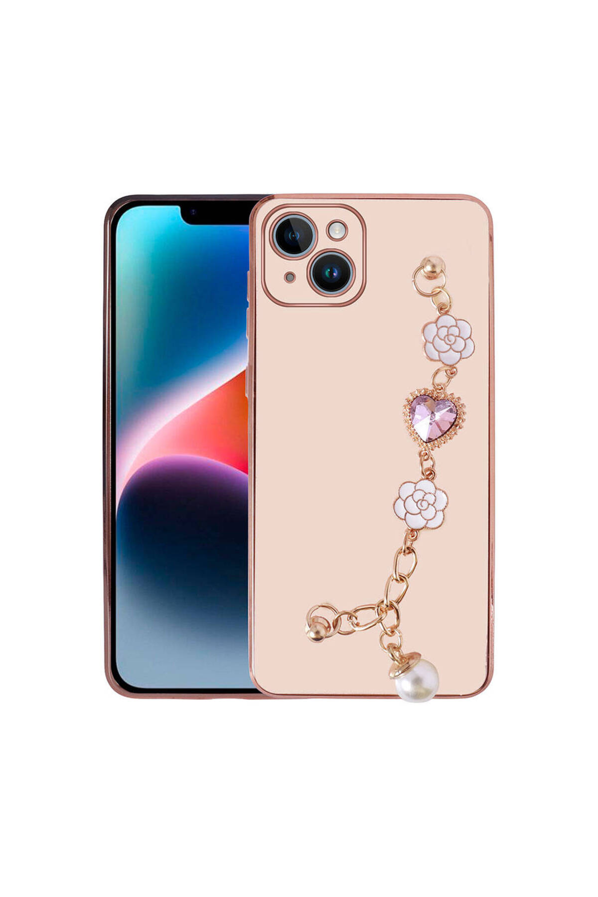 iPhone 15 NXXA El Tutamaçlı Kamera Korumalı NXXA Taka Silikon Kılıf-Pembe