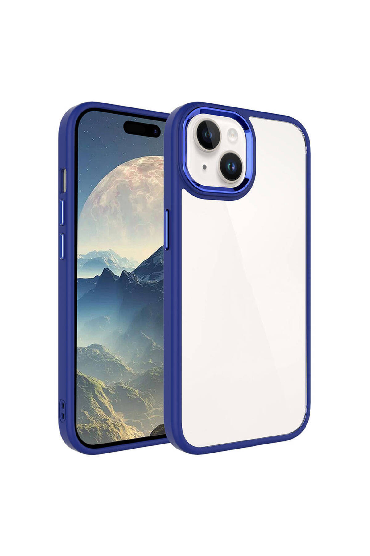 iPhone 15 Plus Uyumlu JoieCreatif Krom Kılıf-Lacivert