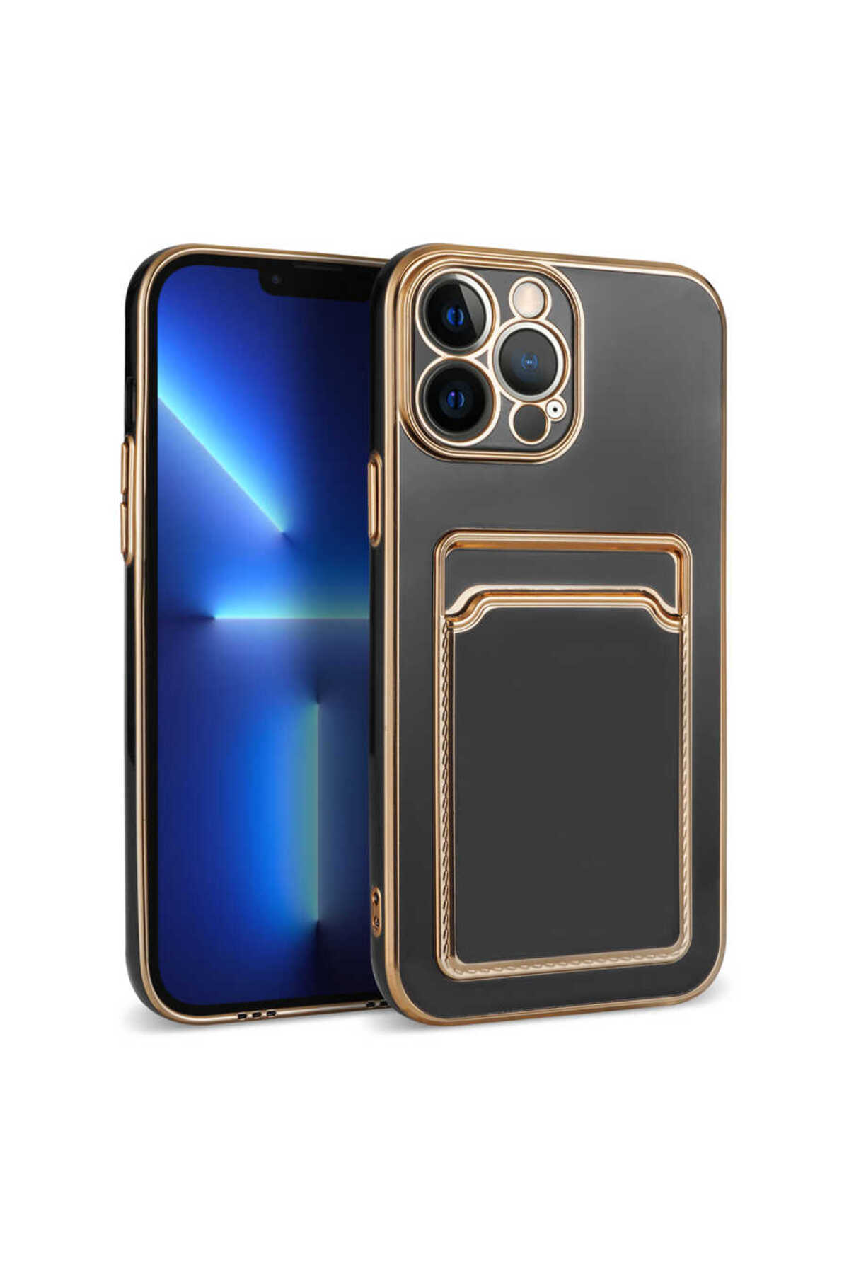 iPhone 12 Pro Uyumlu NXXA Bark Kartlıklı Kılıf-Siyah