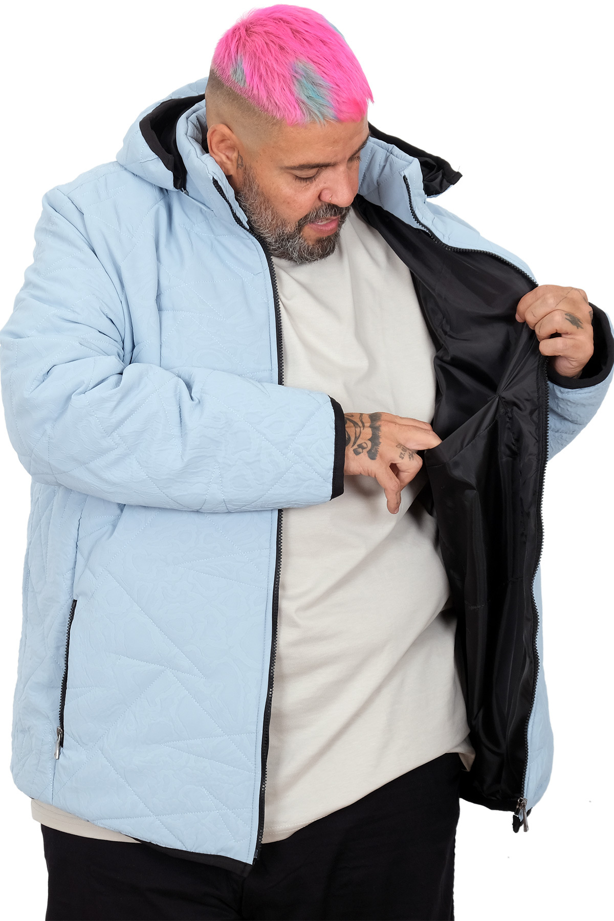 ModeXL Mode XL Erkek Buyuk Beden Mont Kapsonlu Kapıtone 25708 görsel 3