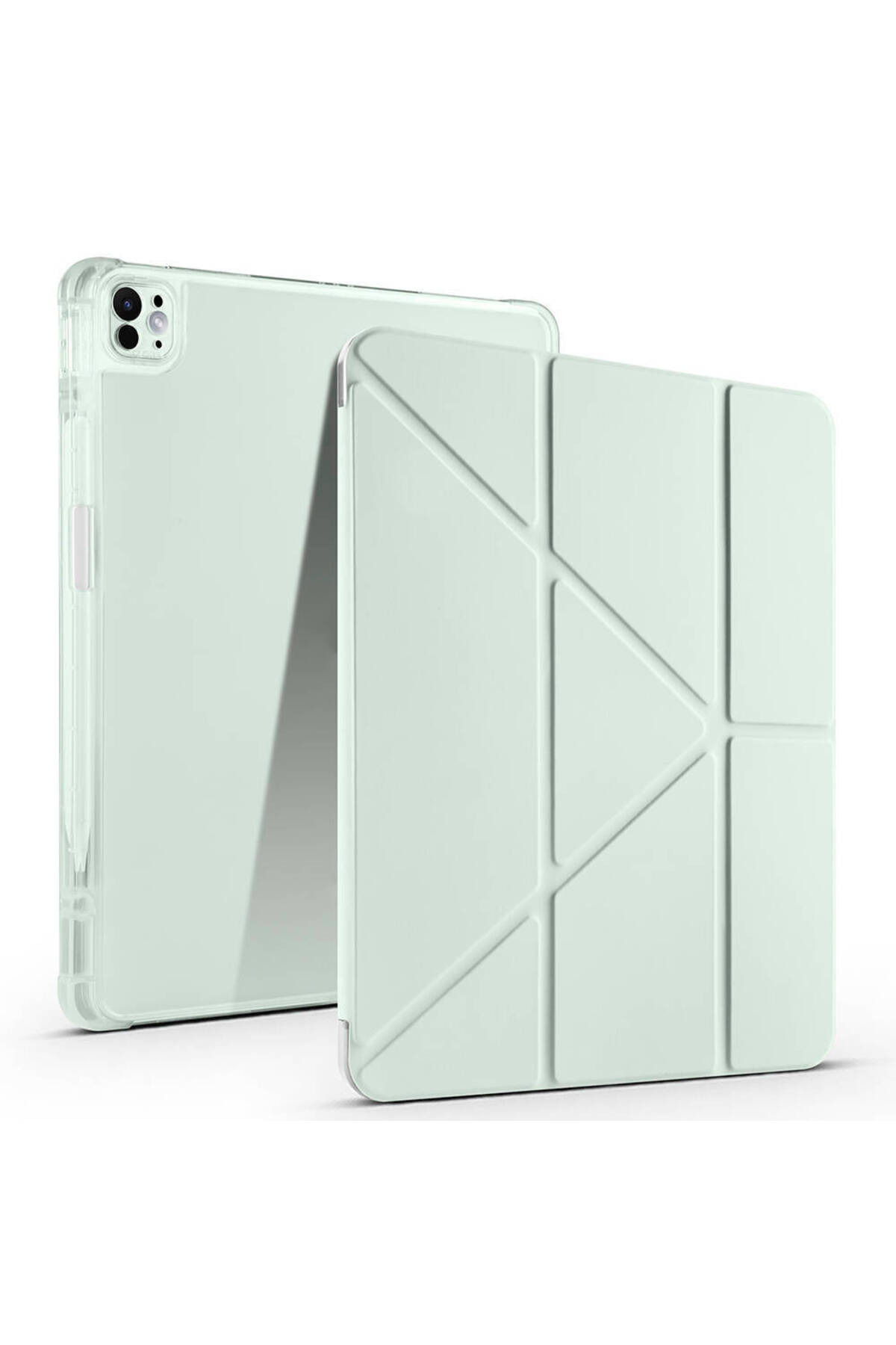 iPad Air 13 2025 M3 Kılıf NXXA Tri Folding Kalem Bölmeli Standlı Kılıf - Açık Yeşil