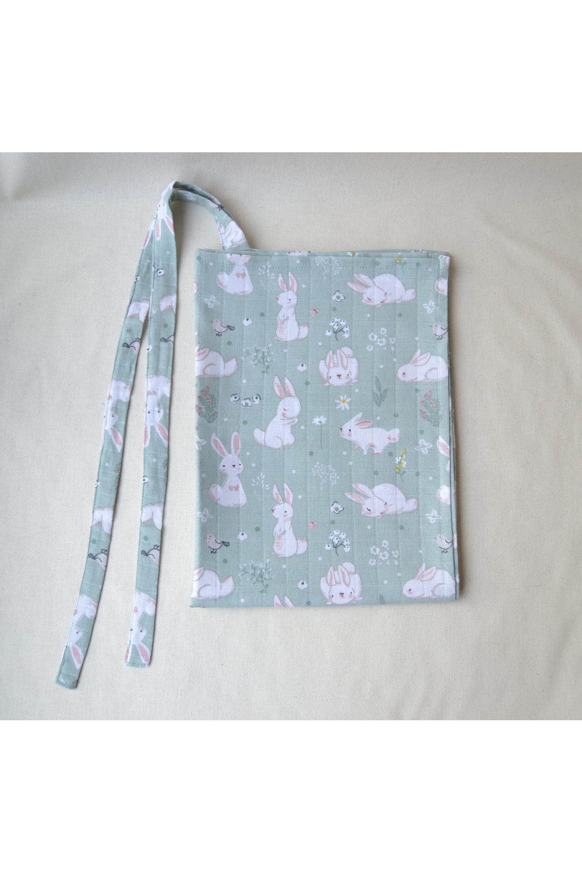 MiniMüslin %100 Pamuk Müslin Emzirme Örtüsü- Mint Bunny (OEKO-TEX Sertifikalı) fotoğrafı 5 (önizleme)