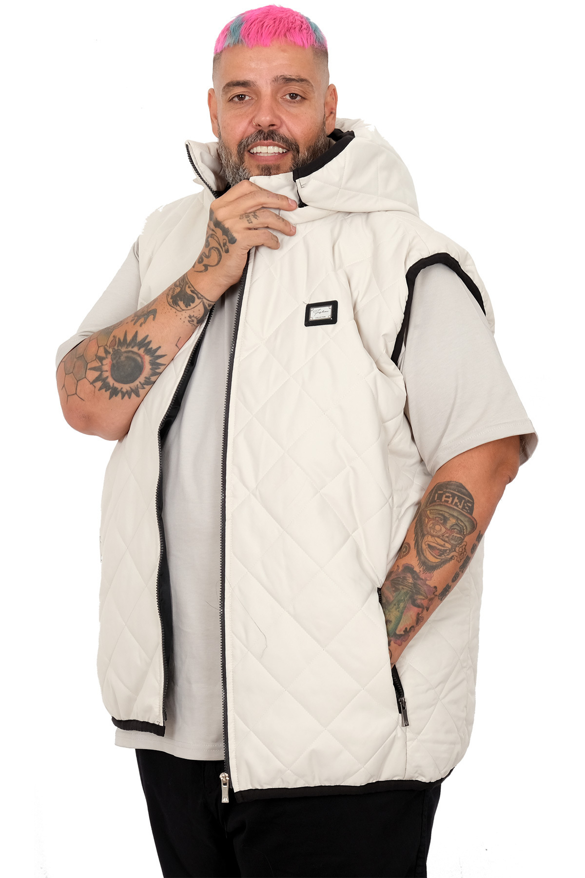 ModeXL Mode XL Battal Beden Erkek Kapitone Yelek 25709 görsel 4