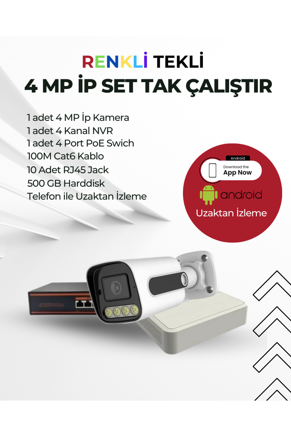 OEM 4MP Tekli Renkli İP Kamera Seti