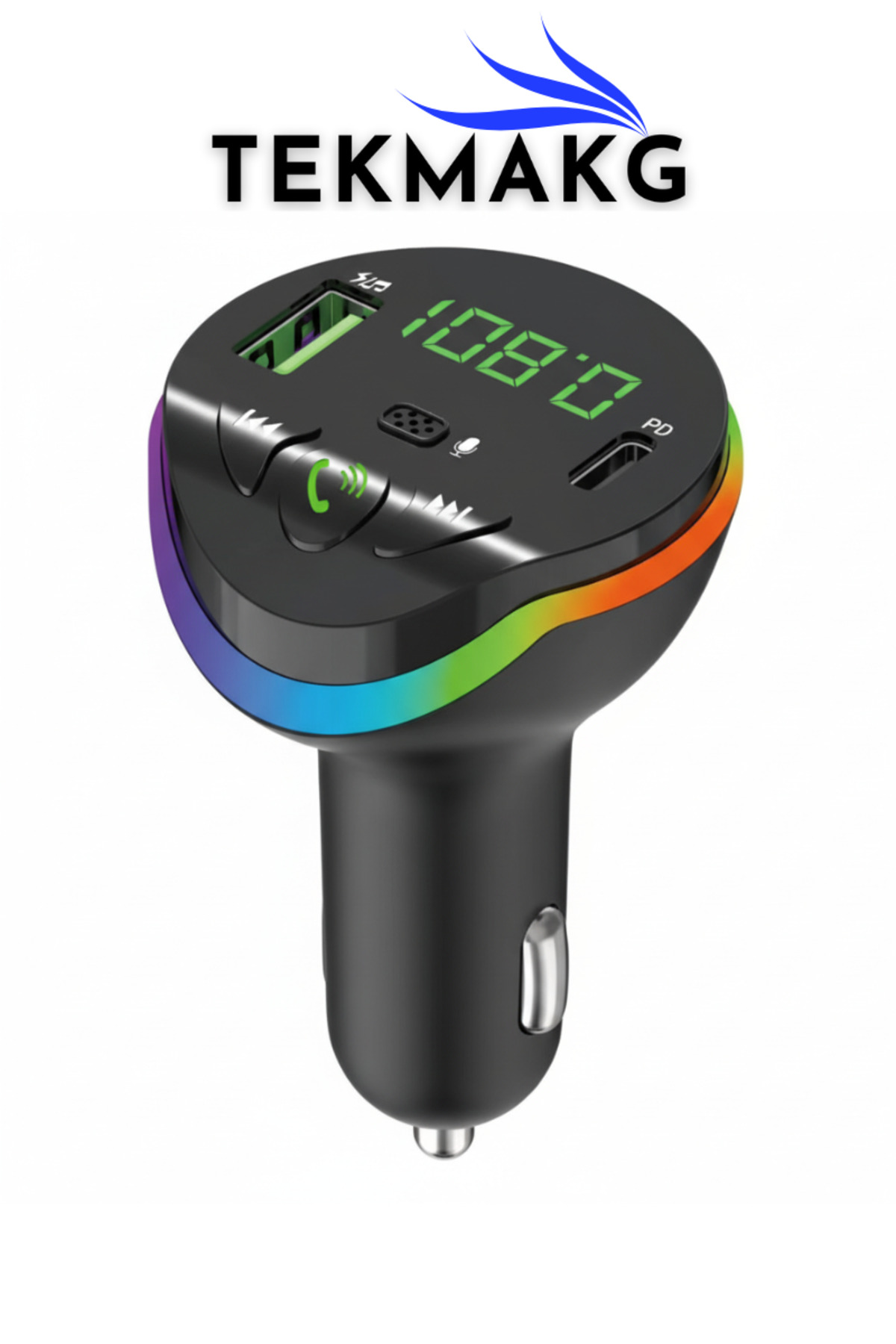 Çok Fonksiyonlu Kablosuz FM Transmitter Bluetooth 5.0 Araç Kiti MP3 Çalar ve 3.1A Hızlı USB Şarj