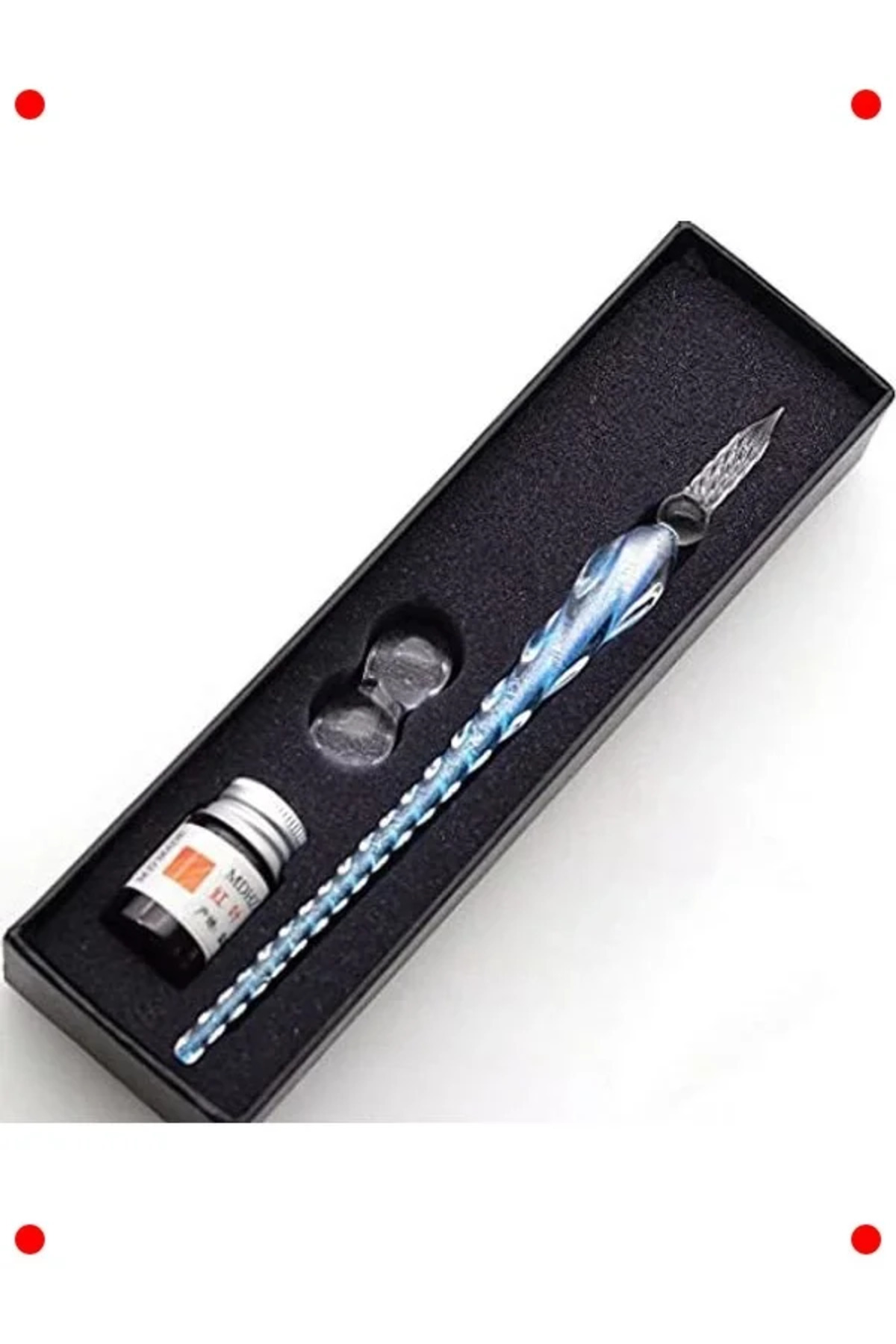 NETWORK ART El Yapımı Cam Kaligrafi Dolma Kalem & Hokka Seti