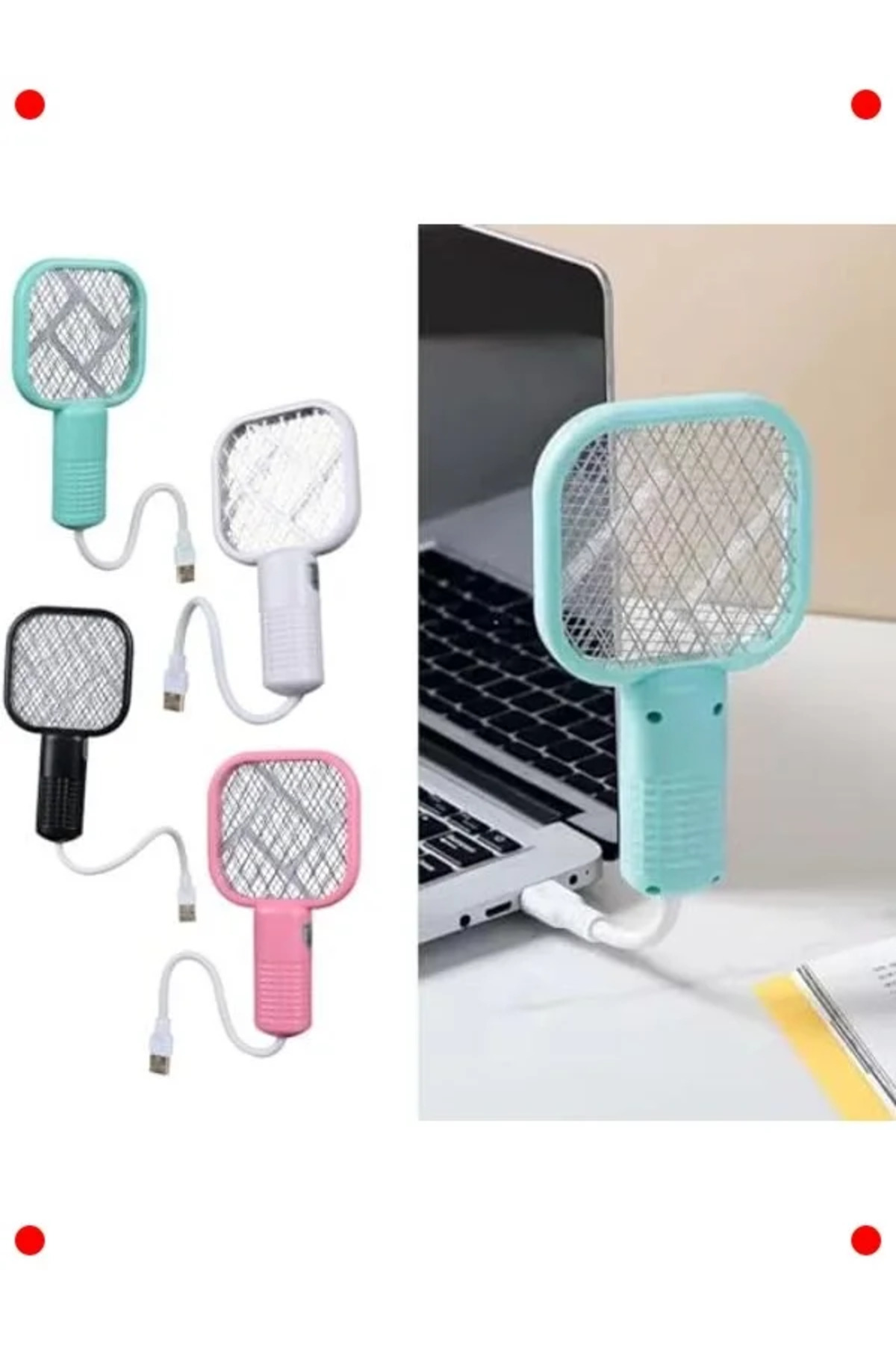 NETWORK ART USB Şarjlı UV Işıklı Elektrikli Sinek Raketi