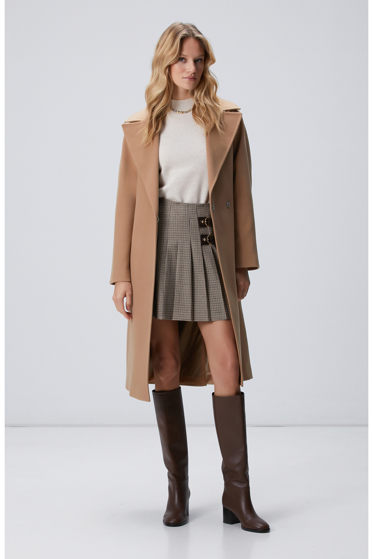 Network Camel Geniş Yakalı Manto