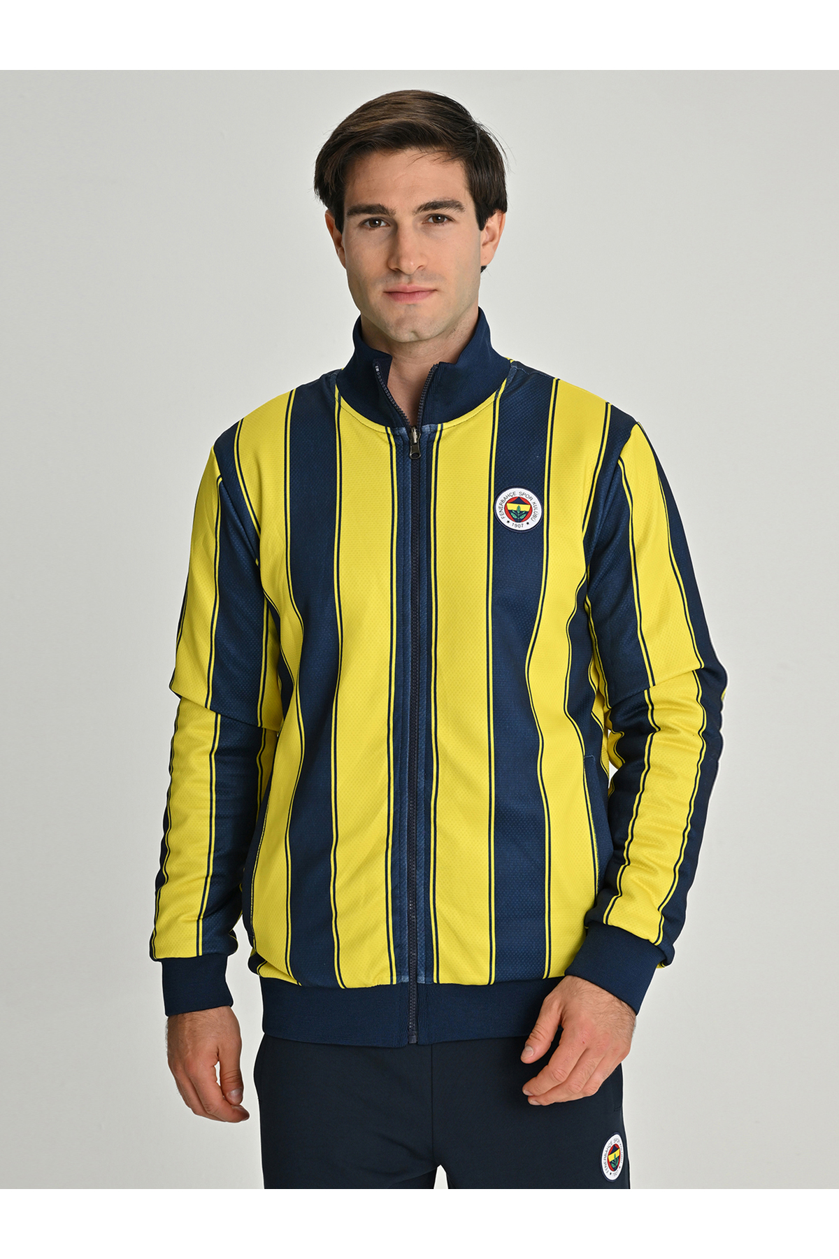 Fenerbahçe S.K. 25/26 Tribün Çubuklu Çift Taraflı Erkek Peluş Ceket LACİVERT — رنگارنگ TK017EGK60