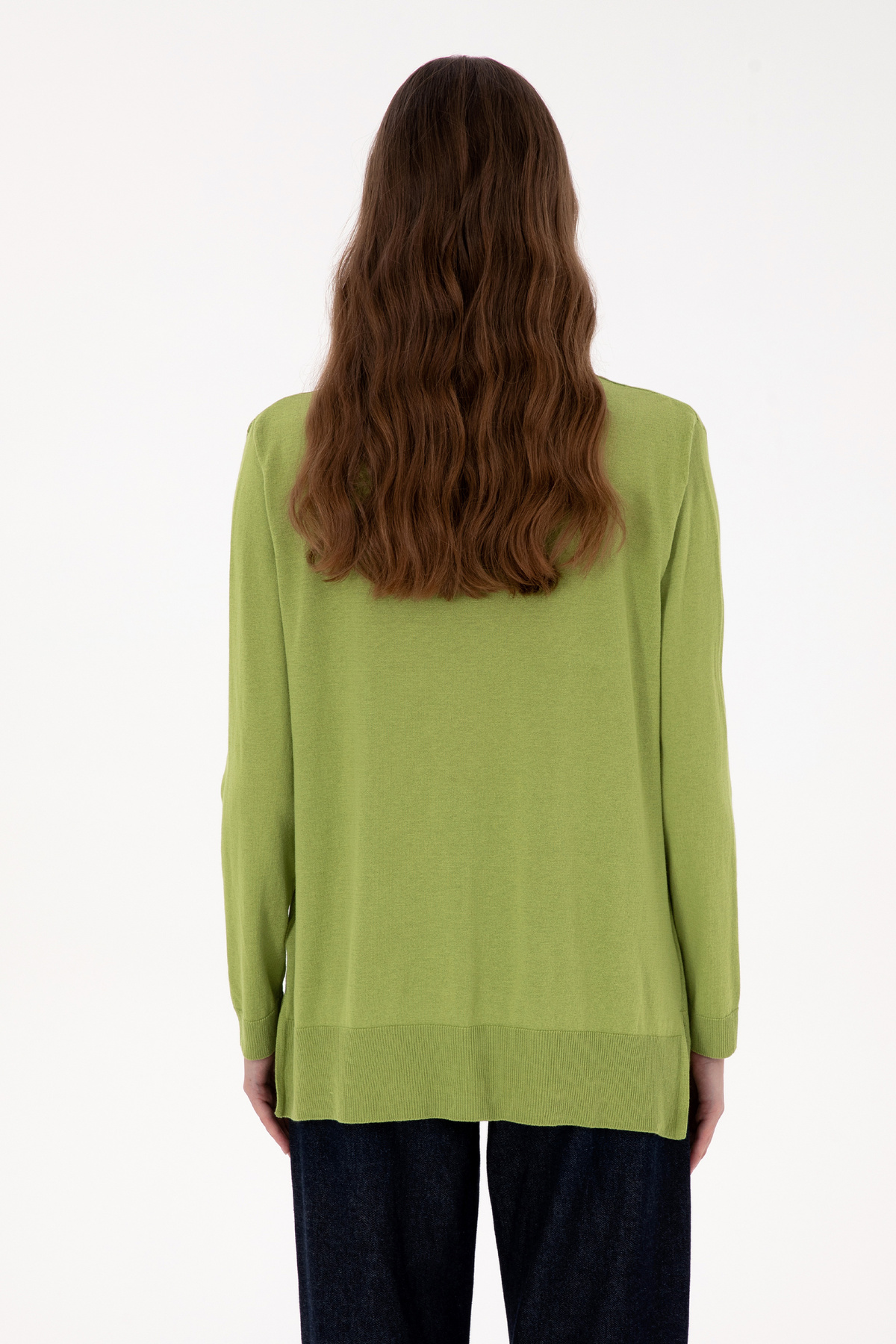 U.S. Polo Assn.  Kadın Fıstık V Yaka Basic Kazak 50313598-VR087 - Görsel 5