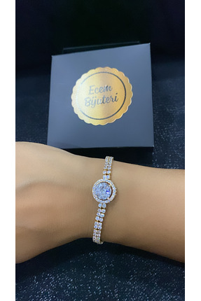 Ecem Bujiteri Çelik Altın Kaplama Taşlı Bileklik