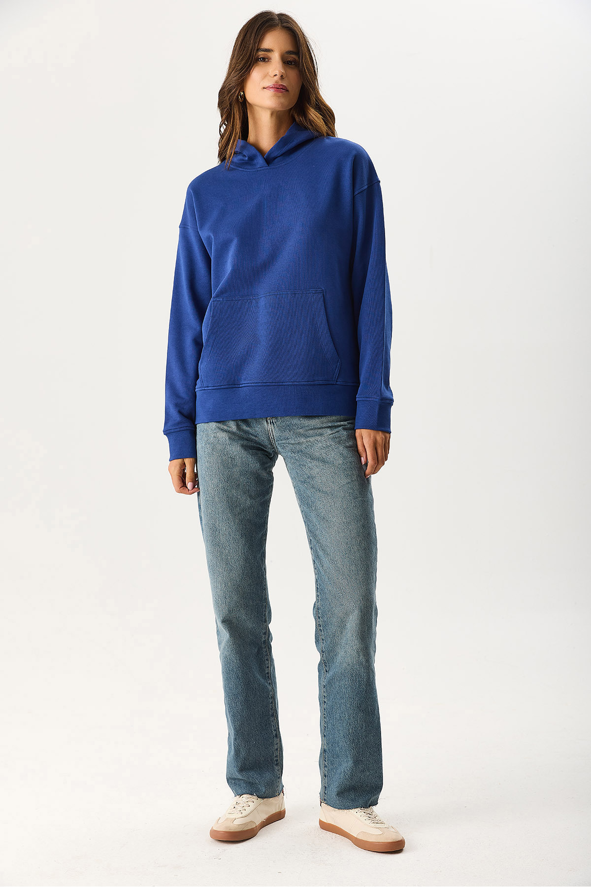 VENA  Kadın Kapüşonlu Basic Hoodie Sweatshirt %100 Pamuk - Navy