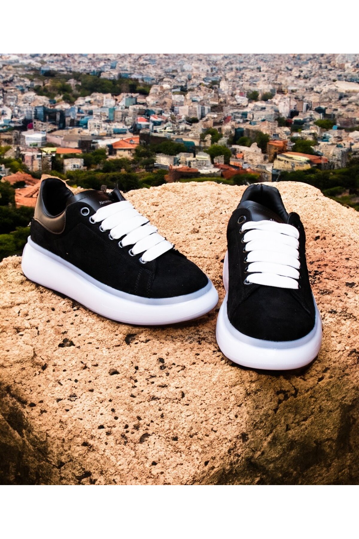 EXCLUSIVE STYLE ALX Sneakers - Black velvet with white sole- Trendyol