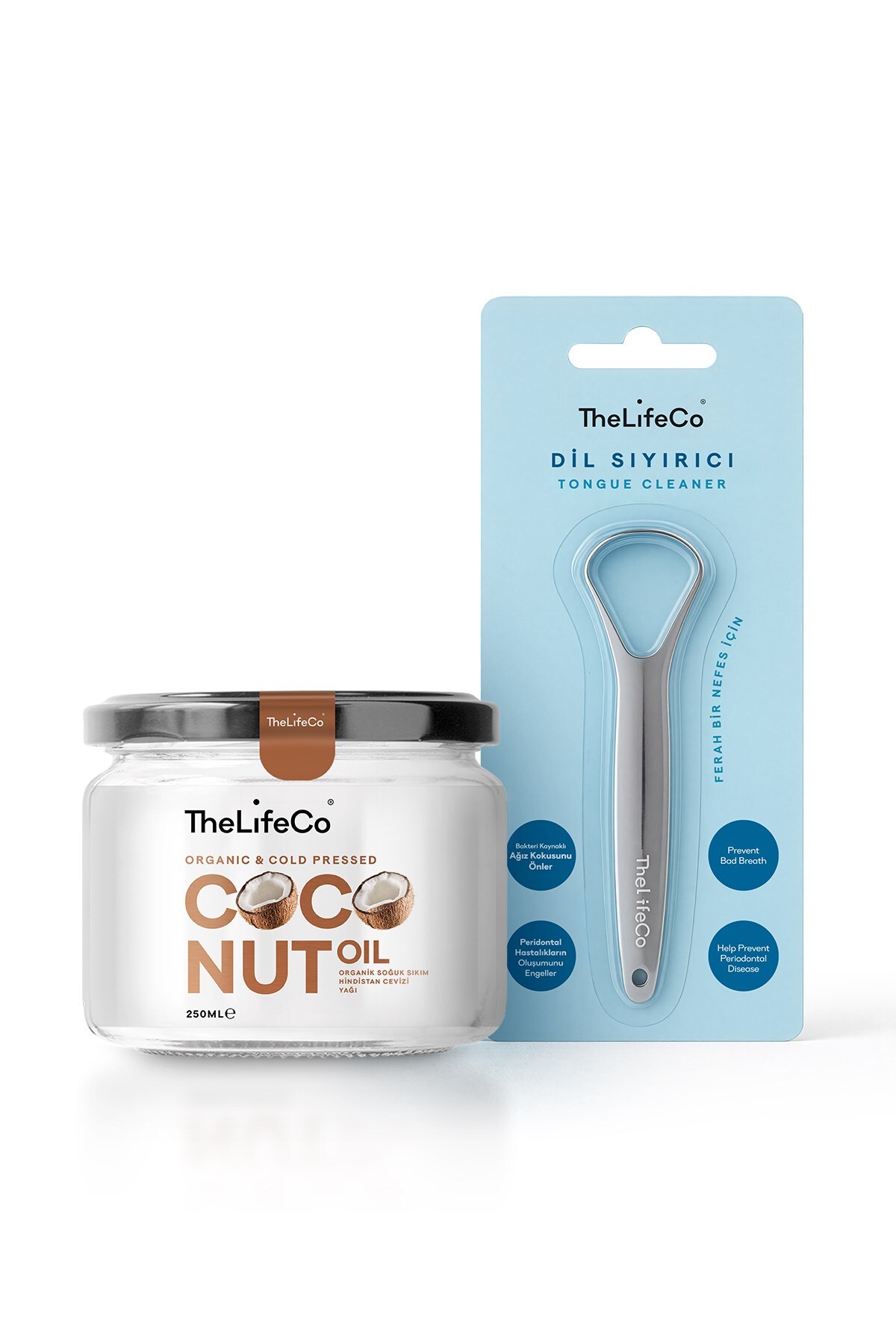 TheLifeCo Paslanmaz Çelik Dil Temizleyici - Dil Sıyırıcı & Organik Hindistan Cevizi Yağı 250 ml - Fiyatı, Yorumları