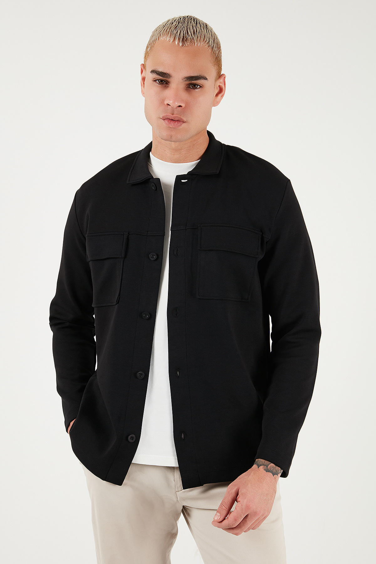 بوراتی پیراهن مردانه نخی یقه کلاسیک سایز معمولی، جیب‌دار، طرح‌دار، کد ۵۹۰۱۲۲۰