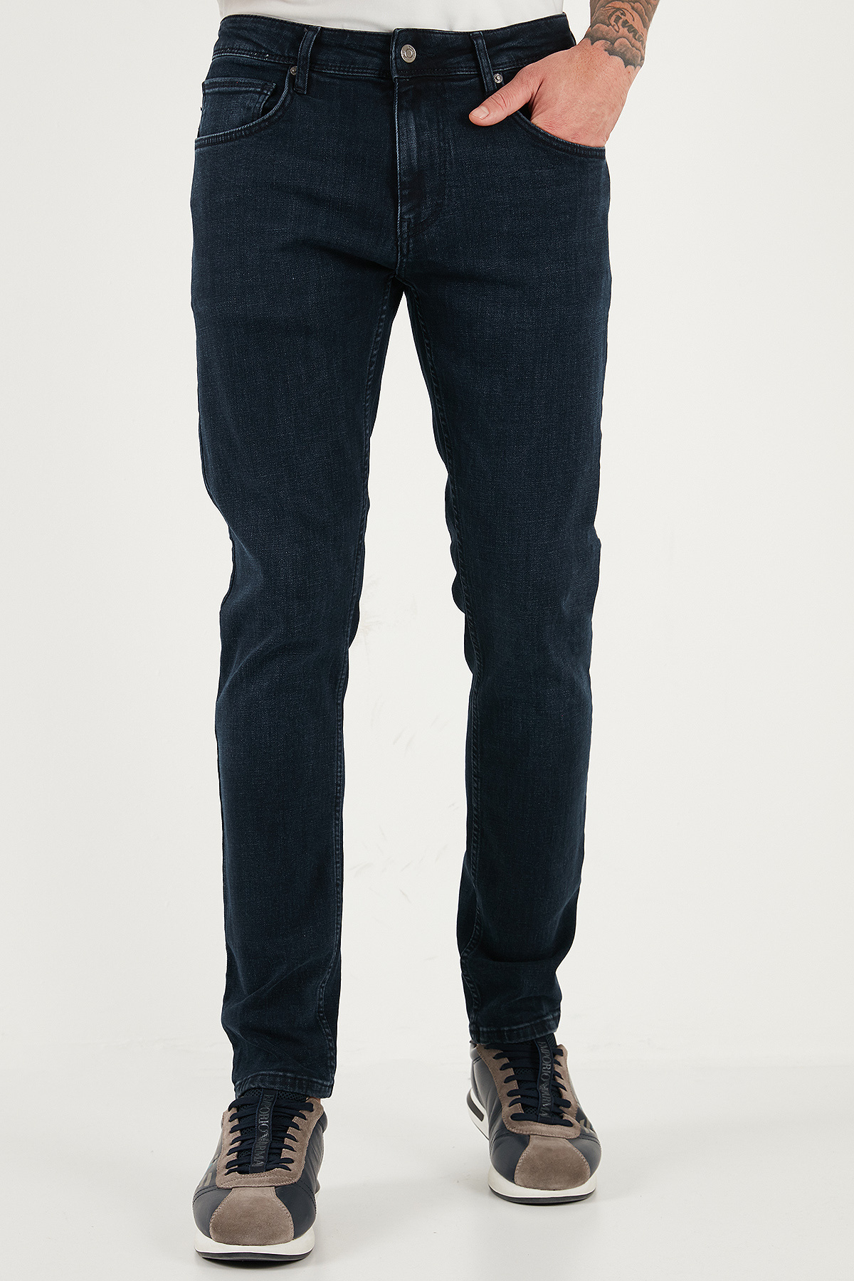 بوراتی شلوار جین مردانه نخی اسلیم فیت، کمر بلند، ساق کوتاه، کد ۳۳۰۰C۴۷TOKYO