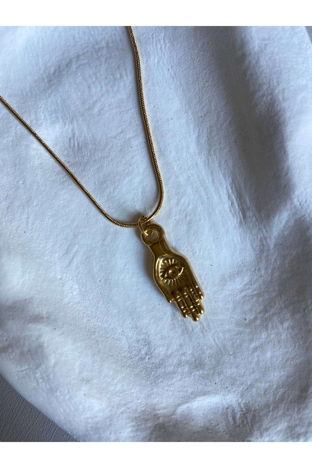 Göz Sembolü Charm Yılan Zincir Çelik Gold Kadın Kolye (40 + 5 cm) – Sevgililer Günü Özel - Detay Görseli 1