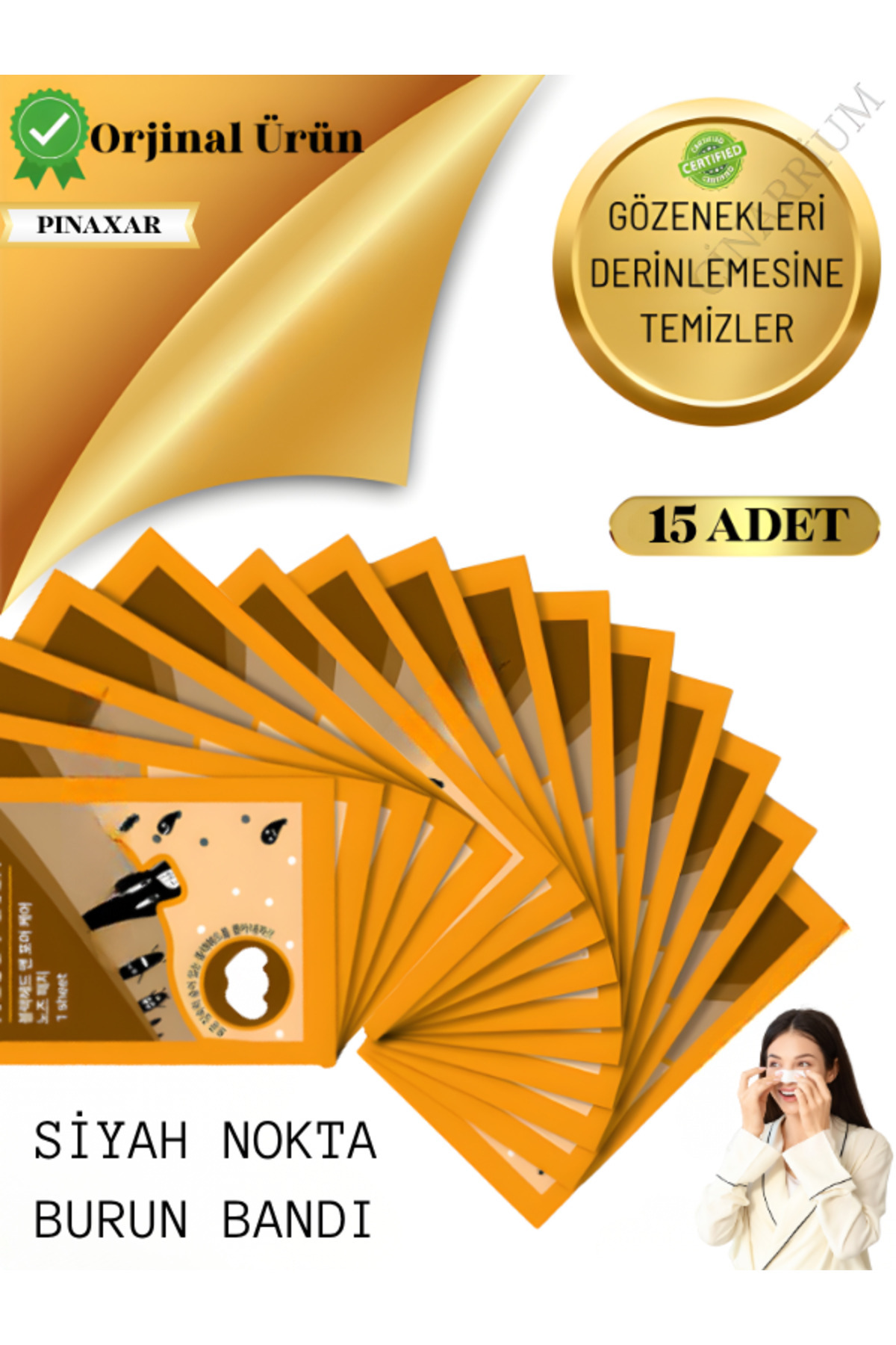 pınaxar Siyah Nokta ve Gözenek Karşıtı Burun Bandı 15’li – Derinlemesine Temizlik ve Arınma Etkisi