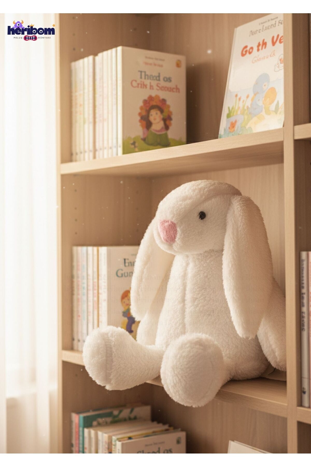Heribom 45 Cm Peluş Sevimli Tavşan Boo Uyku Arkadaşı Peluş Oyuncak