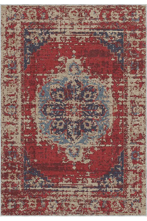 aren.HALI Vella Göbekli Kırmızı Polyester ve Pamuklu Yıkanabilir Kaydırmaz Ta...