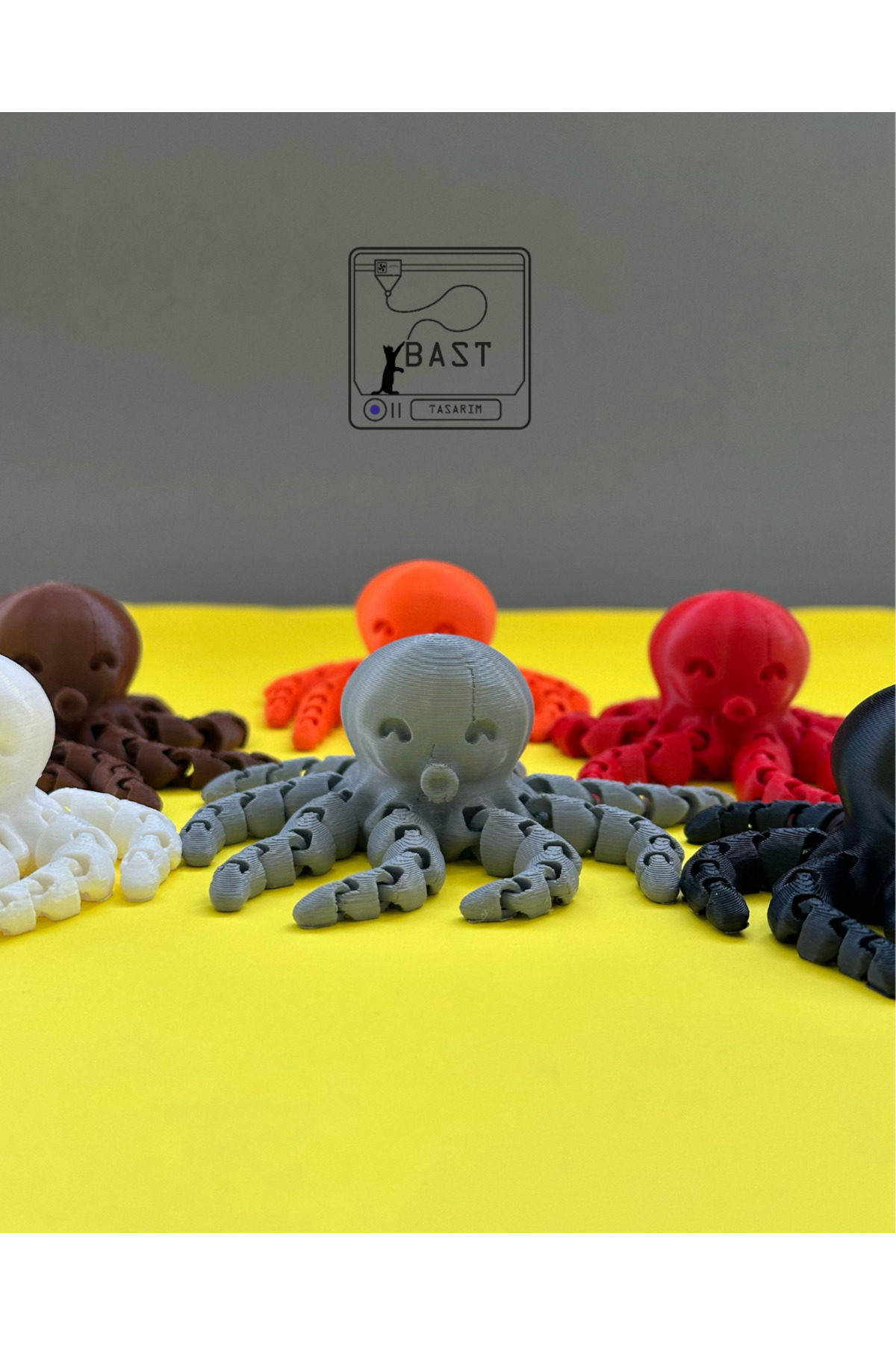 can mats Bast Tasarım 3D Yazıcı Hareketli Eklemli Ahtapot Oyuncak Figür