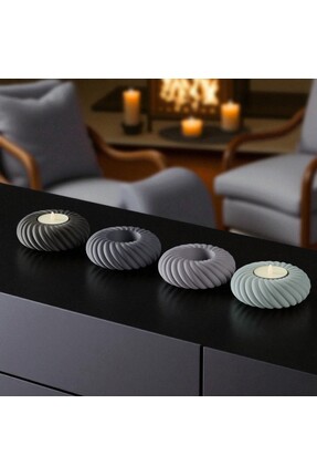 Create Handle 4’lü Spiral Tasarım Plastik Mumluk Seti –Tealight Uyumlu Dekora...