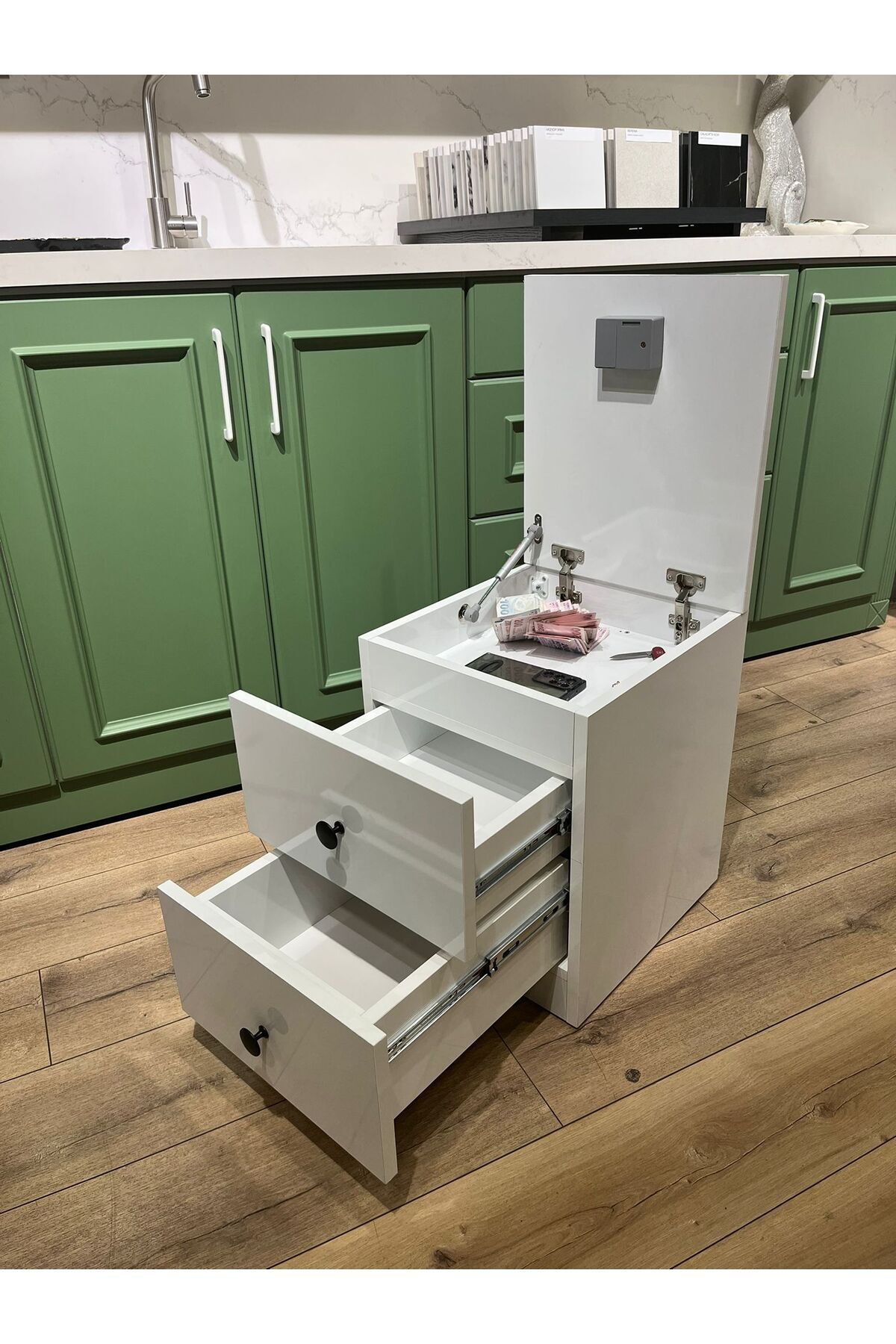 GZLMOB NFC KARTLI İKİ ÇEKMECELİ GİZLİ BÖLMELİ KOMİDİN