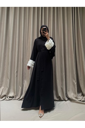 BYAYSEKORKUT Kolları Gül Detaylı abaya