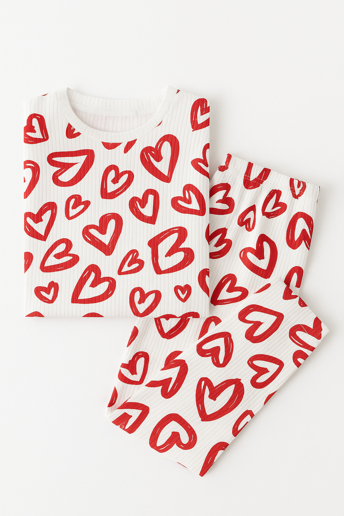ESİLA KİDS Kız Çocuk Pijama Takımı Kalp Desenli Uzun Kollu Pamuklu 4-9 Yaş fotoğrafı 3 (önizleme)