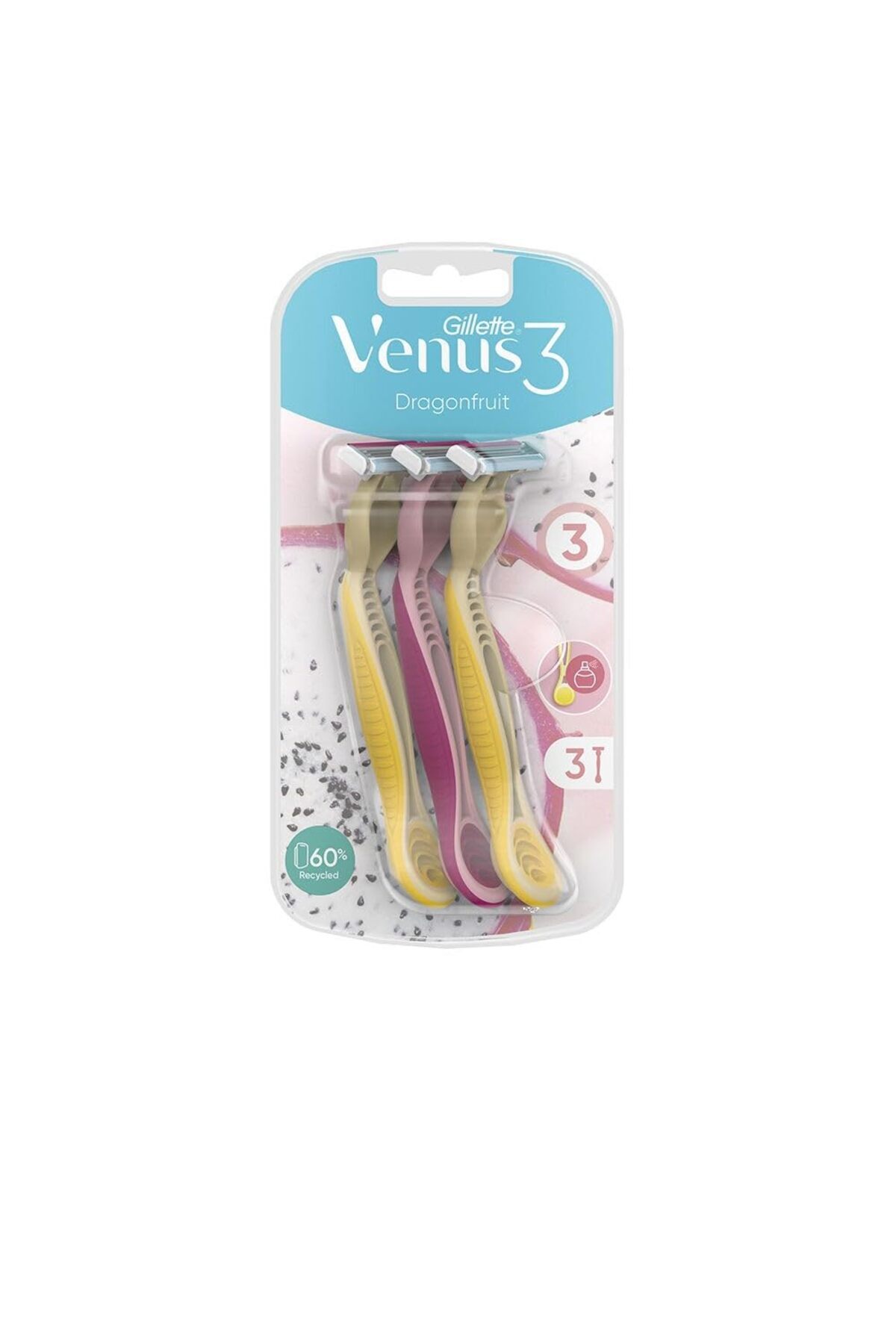 Hepta Collection Venus 3 tek kullanımlık tıraş makinesi, kadın, 3 ejderha meyvesi kokulu tıraş makinesi