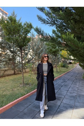 Butik Duygu Şakiroğlu Siyah Kuşaklı Trençkot