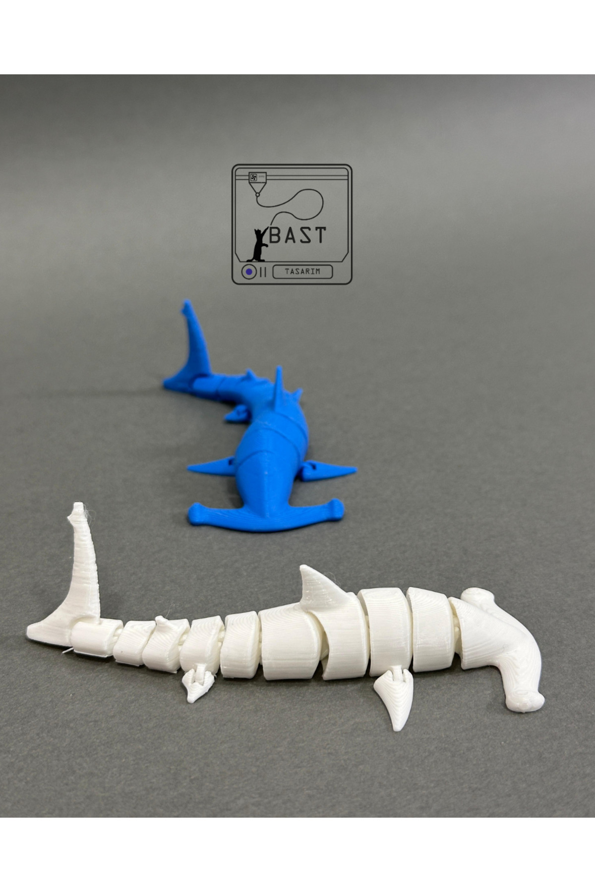 can mats Bast Tasarım 3D Yazıcı Hareketli Eklemli Çekiç Köpek Balığı Oyuncak Figür