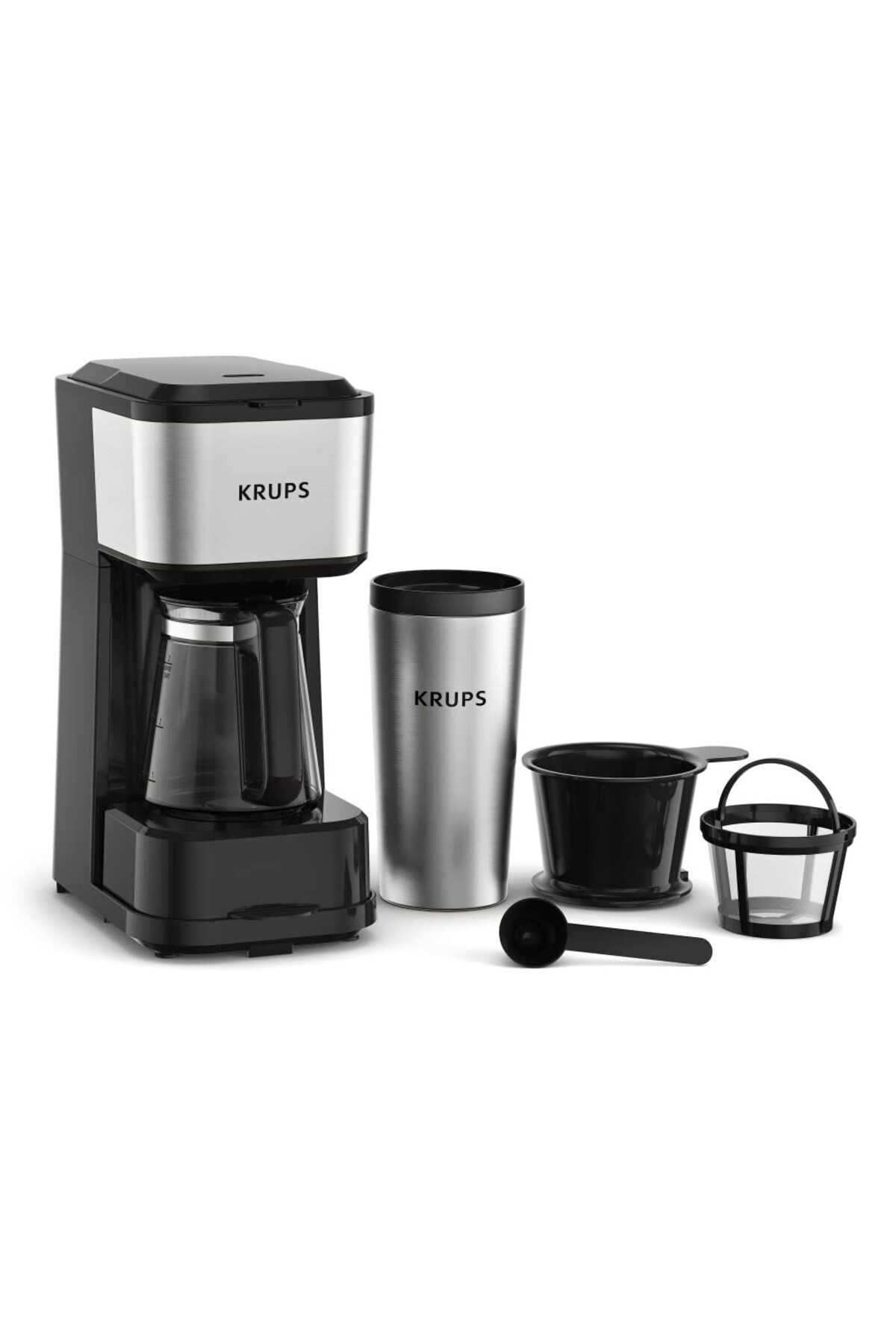 Shop a Way KRUPS Simply Brew Kahve Makinesi - Paslanmaz Çelik Seyahat Bardaklı Çoklu Servis 4'ü 1 arada